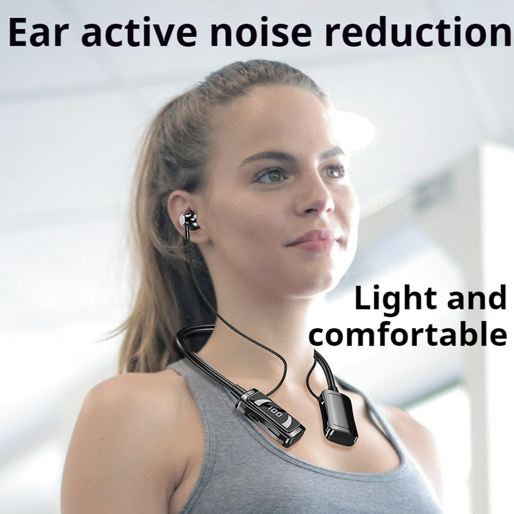 Ldawu Wireless Sound Card Live Streaming Earphones - Neckband Bluetooth Headset with Digital Display for Audio Editing & Broadcasting (Black) - Perfect for Podcasting, Gaming & Music Production