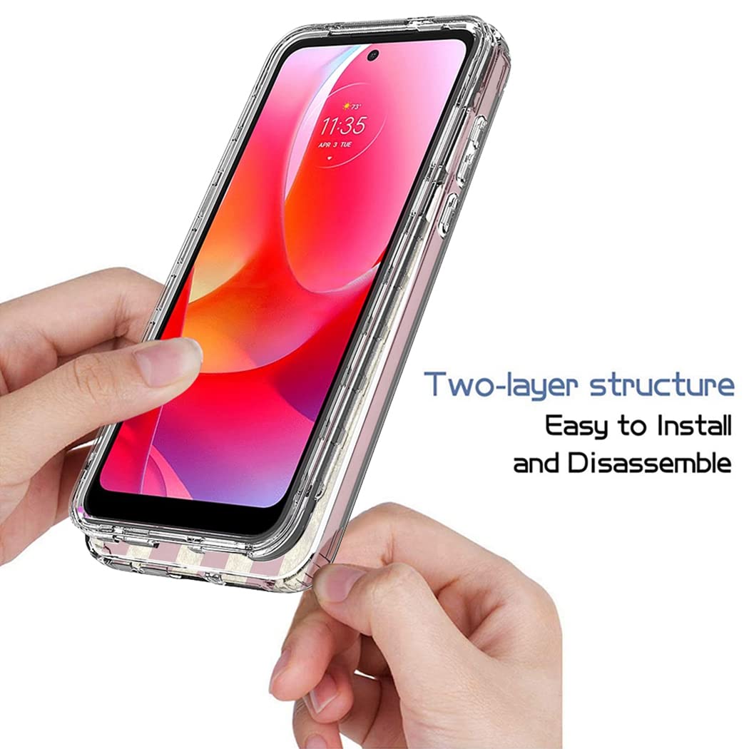 Premium Shockproof Phone Case for Motorola Moto G Power 2022 (XT2165DL) - Clear USA Flag Design with Built-in Tempered Glass Screen Protector | Full Body Protection for Drops & Scratches | Perfect for Outdoor Activities, Travel & Daily Use
