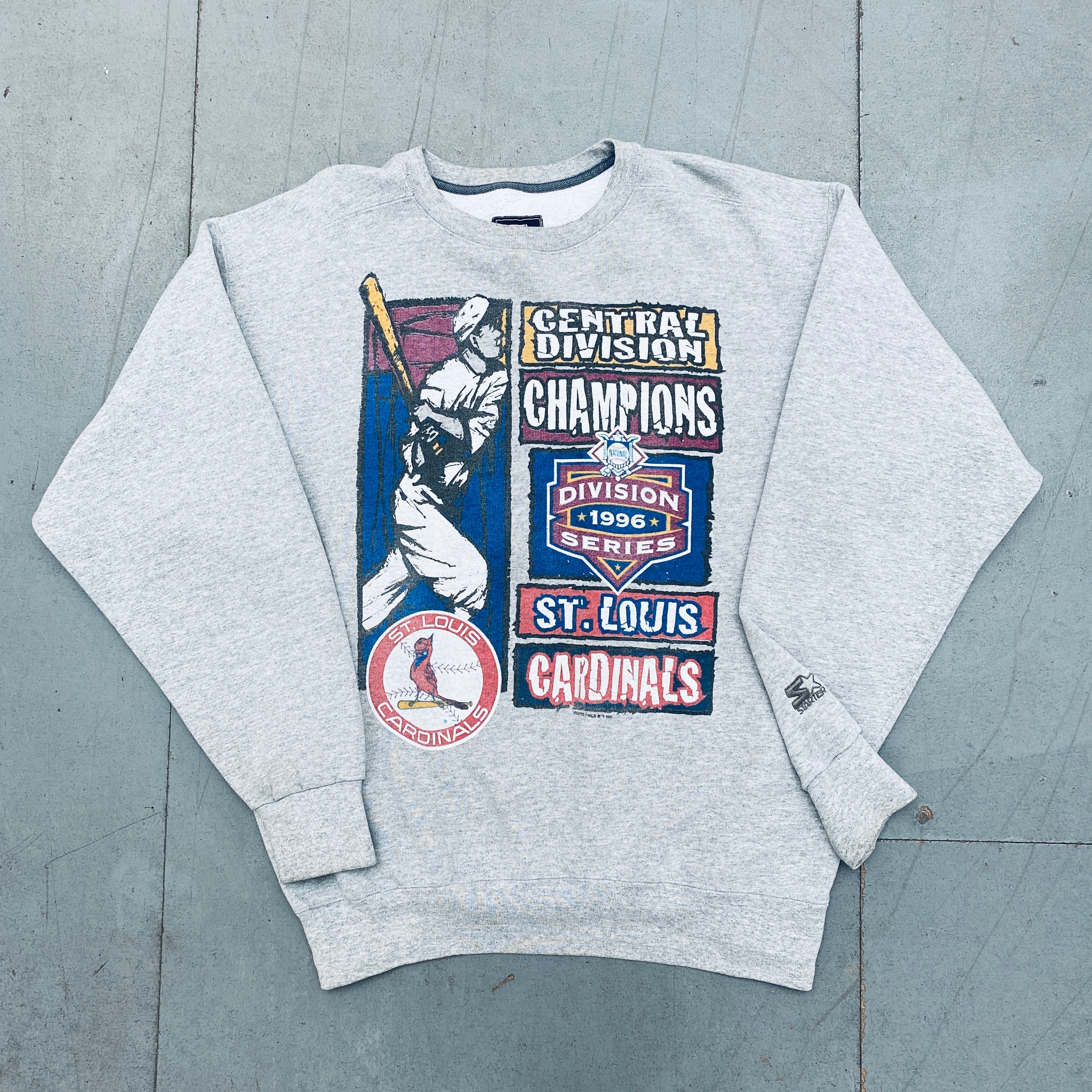 St. Louis Cardinals 1996 Central Division Champions Spellout Sweatshirt (Large) - Vintage Baseball Fan Apparel for Game Day & Casual Wear