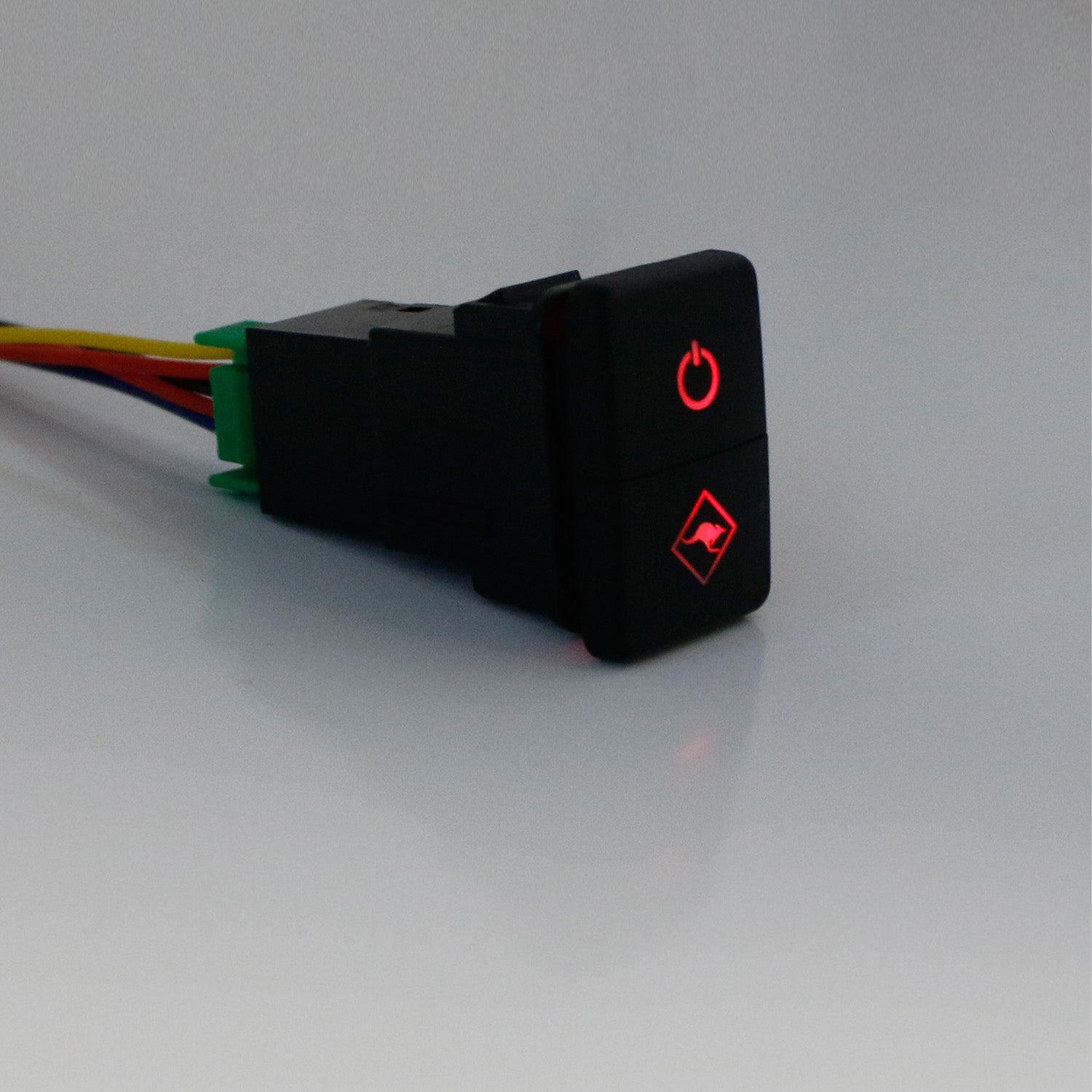 12V Dual Push Button Switch with KangarooRoo Light for Toyota Fog & DRL - Waterproof Automotive Rocker Switch for Off-Road, Marine, RV & DIY Lighting Projects
