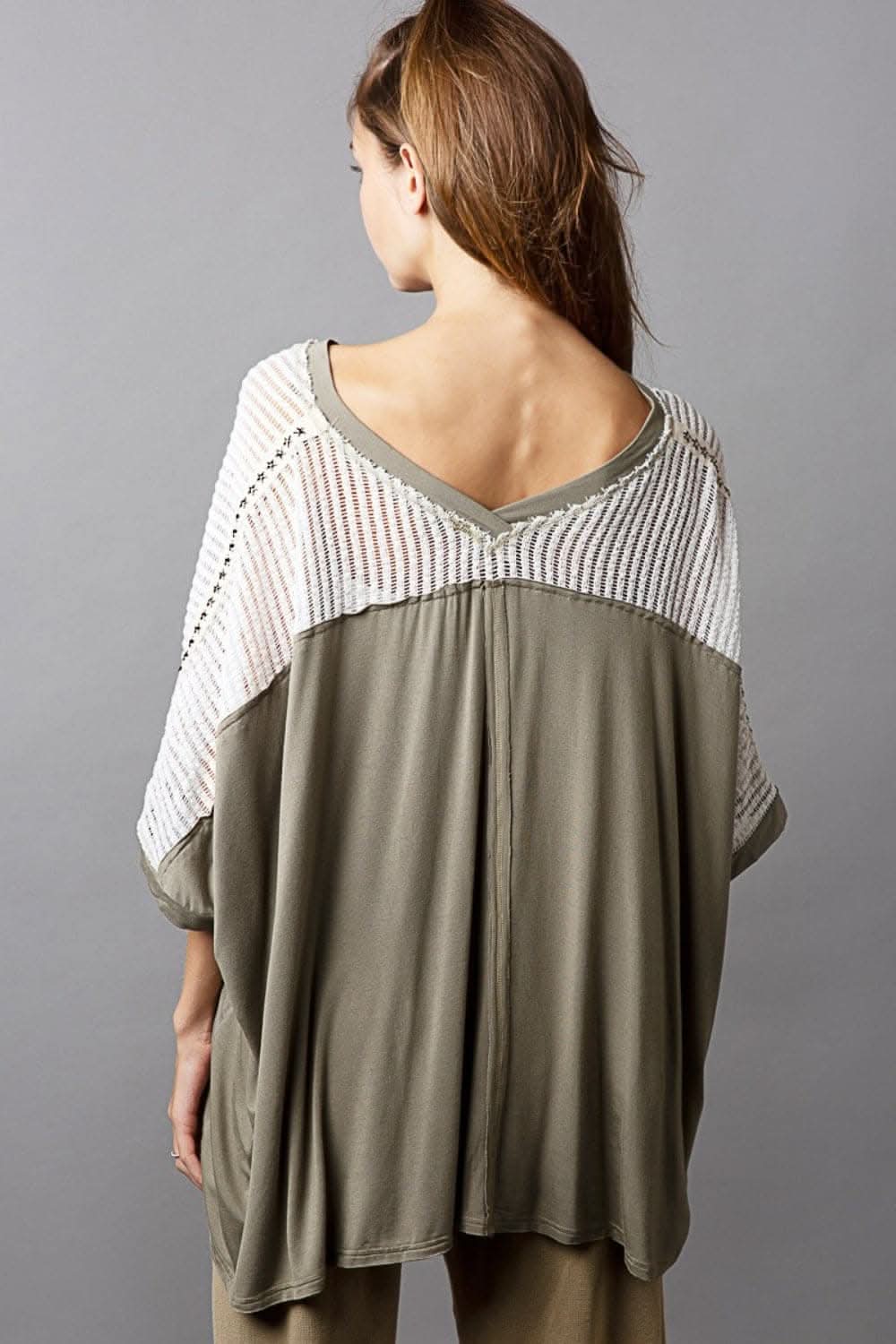 Stylish Oversized V-Neck Lace Top with Studded Details - Perfect for Casual Outings, Date Nights & Boho Fashion Looks