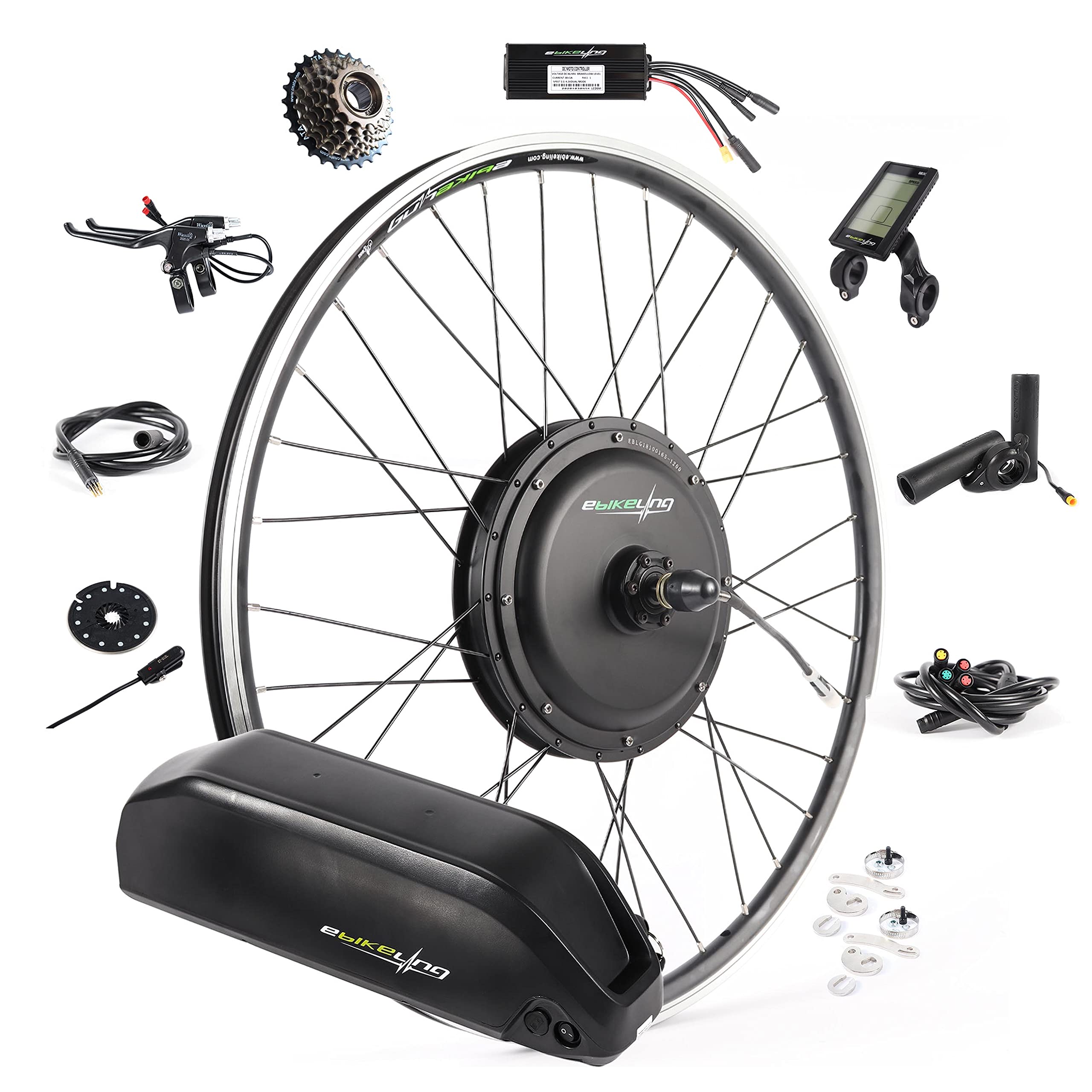 **EBIKELING 1500W/1200W Waterproof Ebike Conversion Kit - Direct Drive 700C Front/Rear Wheel Electric Bike Motor Kit with Battery & Charger for Adults - Perfect for Commuting, Off-Road & Urban Riding**