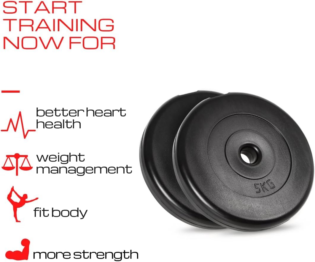 A2Z SPORT® 30mm Gym Weight Plate Set: 2x5kg + 2x10kg / 4x2.5kg + 4x5kg / 2x5kg + 4x2.5kg - Total 30kg/20kg/15kg Dumbbell & Barbell Weight Plates for Home & Commercial Gym Workouts