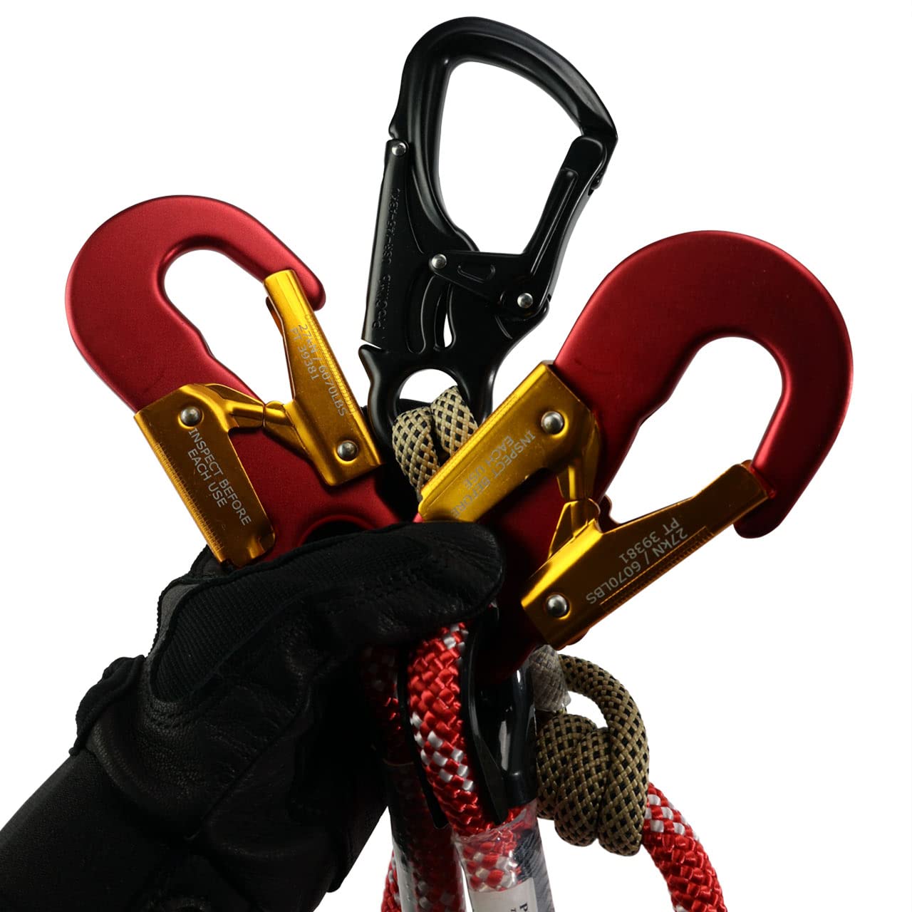 **2-in-1 Prusik Positioning Lanyard for Climbing & Fall Protection - 1/2 Inch Static Kernmantle Rope, 10 ft Length, 5,400 lb MBS - 3 Aluminum Swivel Safety Snaps - Ideal for Rock Climbing, Tree Work & Rescue Operations**