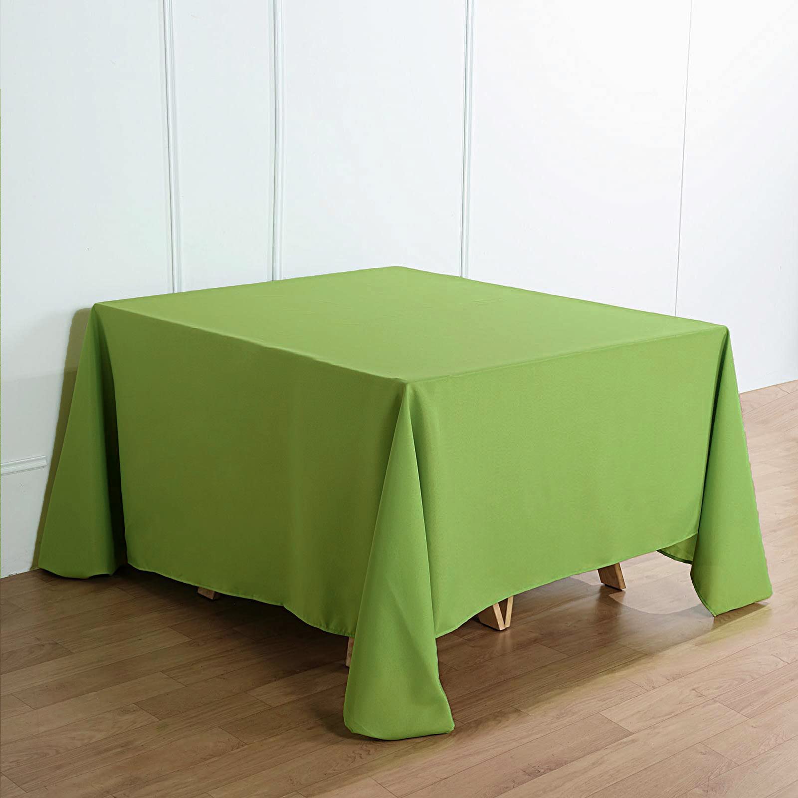 90 x 90 Inch Square Tablecloth - Washable Polyester Table Cover in Apple Green for Square or Round Tables - Perfect for Buffet Tables, Parties, Holiday Dinners, Weddings & Home Decor