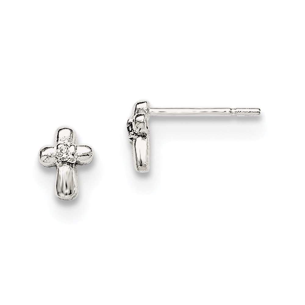 Sterling Silver Cross Stud Earrings with Cubic Zirconia - Elegant Religious Jewelry for Women, Perfect for Church, Weddings & Everyday Wear