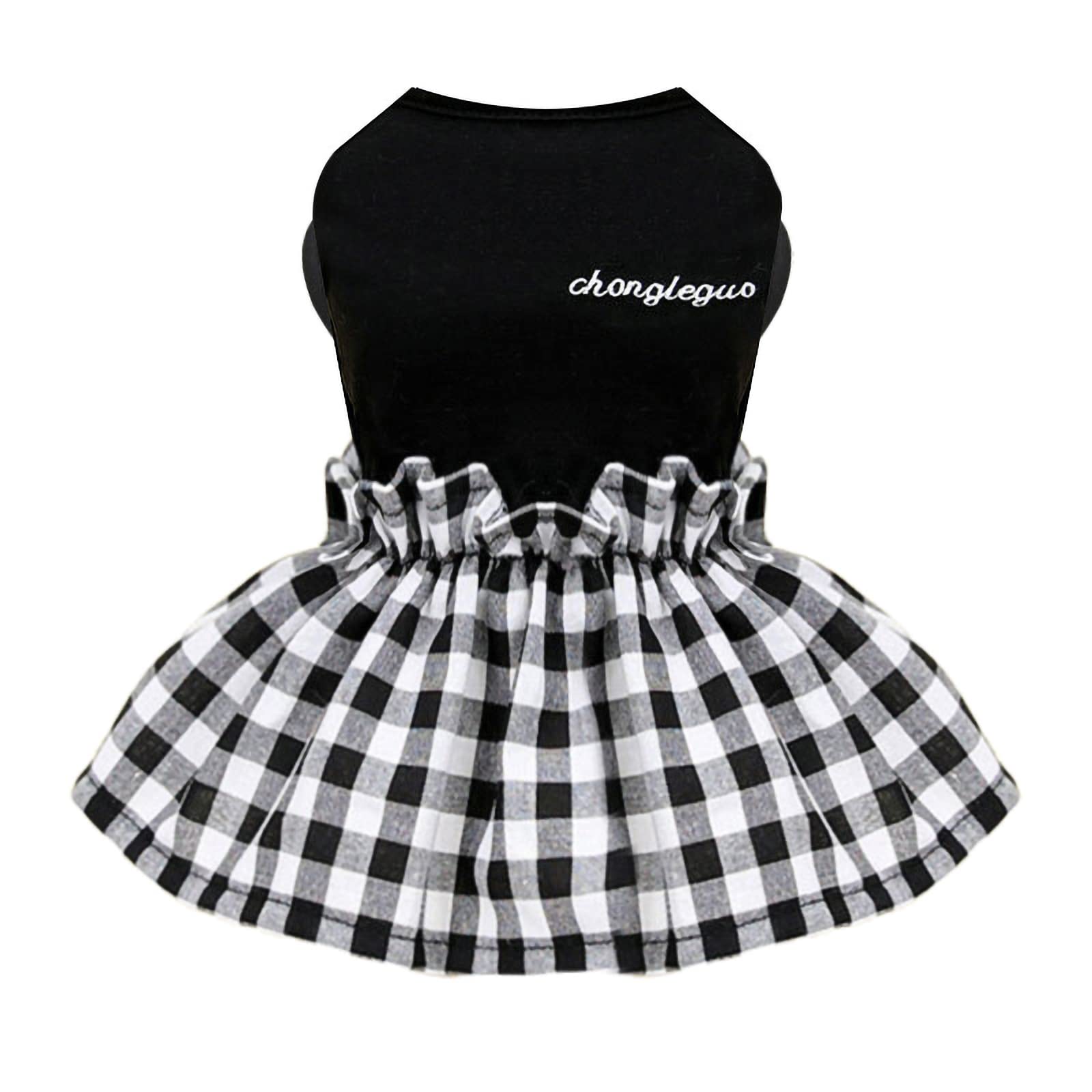 PETCARE Classic Black Plaid Dog Dress - Soft & Cute Summer Shirt for Small Dogs | Perfect for Shih Tzu, Pomeranian, Chihuahua, Yorkie Puppies | X-Large Size | Ideal for Outdoor Walks, Pet Parties & Photo Shoots