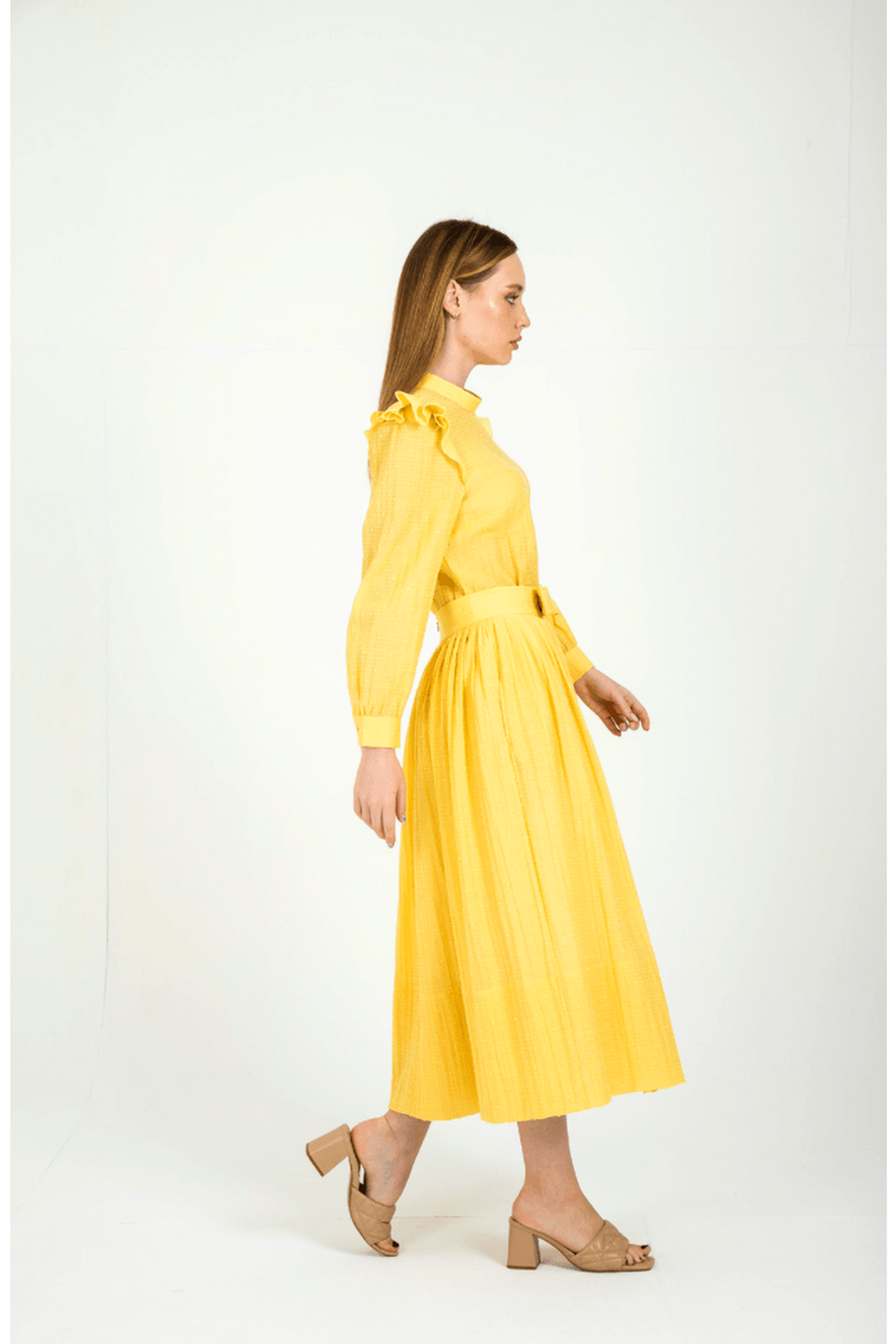 Ruya Yellow Ruffled Picnic Dress - Flowy Summer Sundress for Outdoor Gatherings, Beach Trips & Brunch Dates