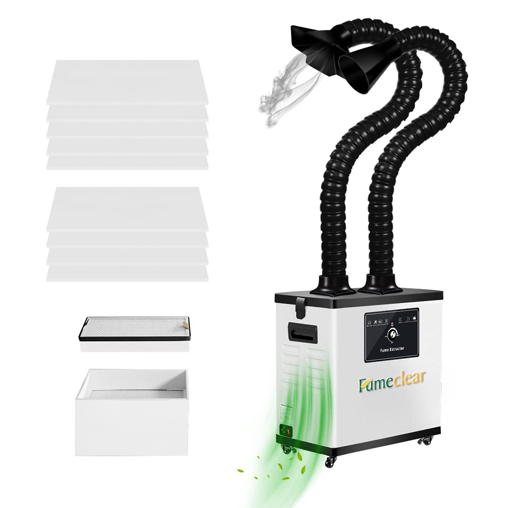 FC1002A 210W High Power Laser Fume Extractor with Replaceable Filters - Strong Suction Solder Smoke Absorber for Welding, Soldering & DIY Electronics - Workshop & Home Use Air Purification Solution