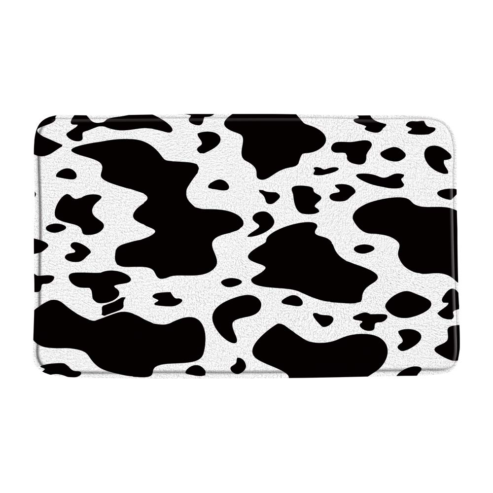 Funny Cow Print Bath Mat - Non-Slip Microfiber Memory Foam Bathroom Rug with Vintage Farmhouse Design, Super Absorbent for Bathroom, Kitchen & Toilet Floor - Perfect Farm Animal Theme Decor for Rustic Home Style