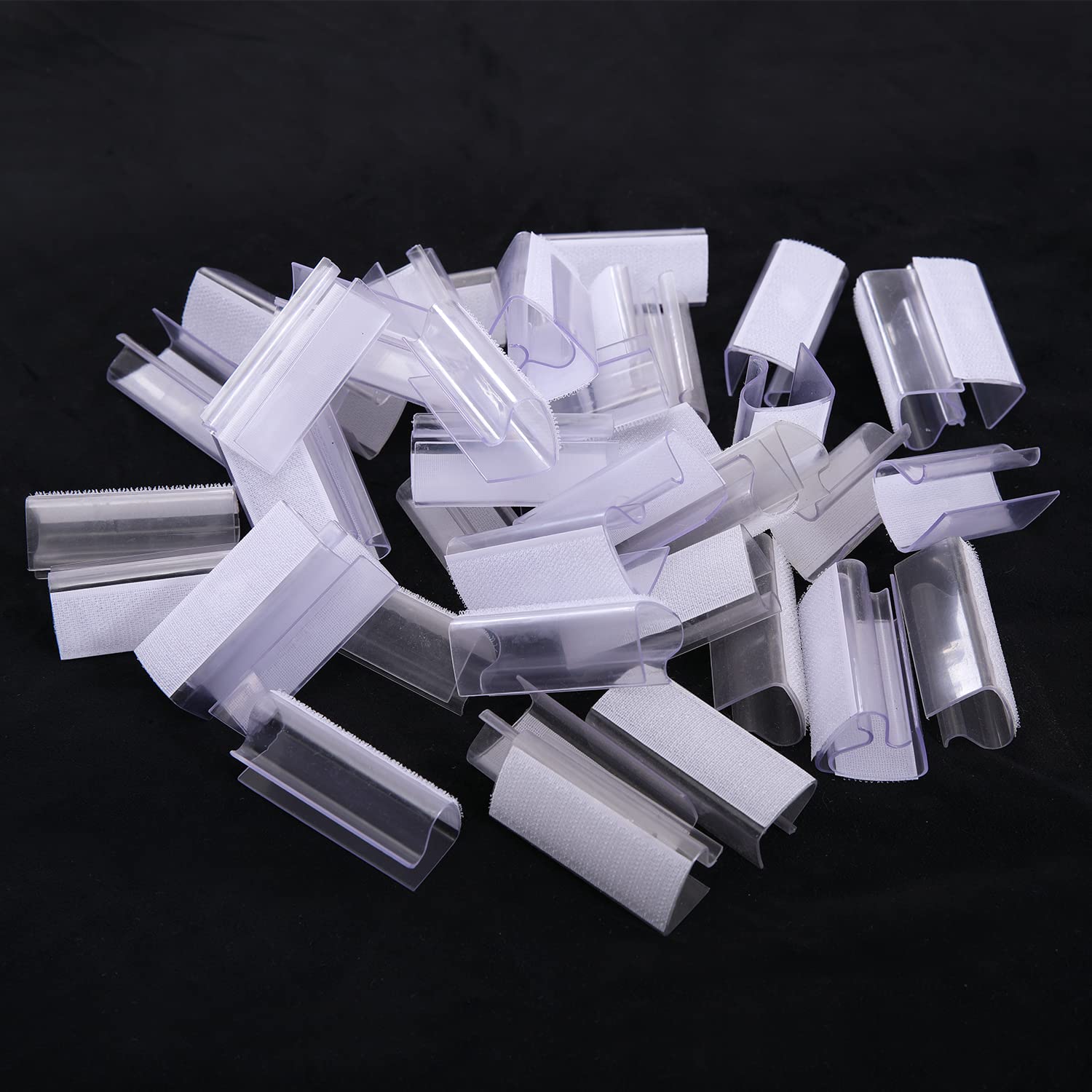 50 Pack Clear Plastic Table Skirt Clips with Hook Fastener - 0.6