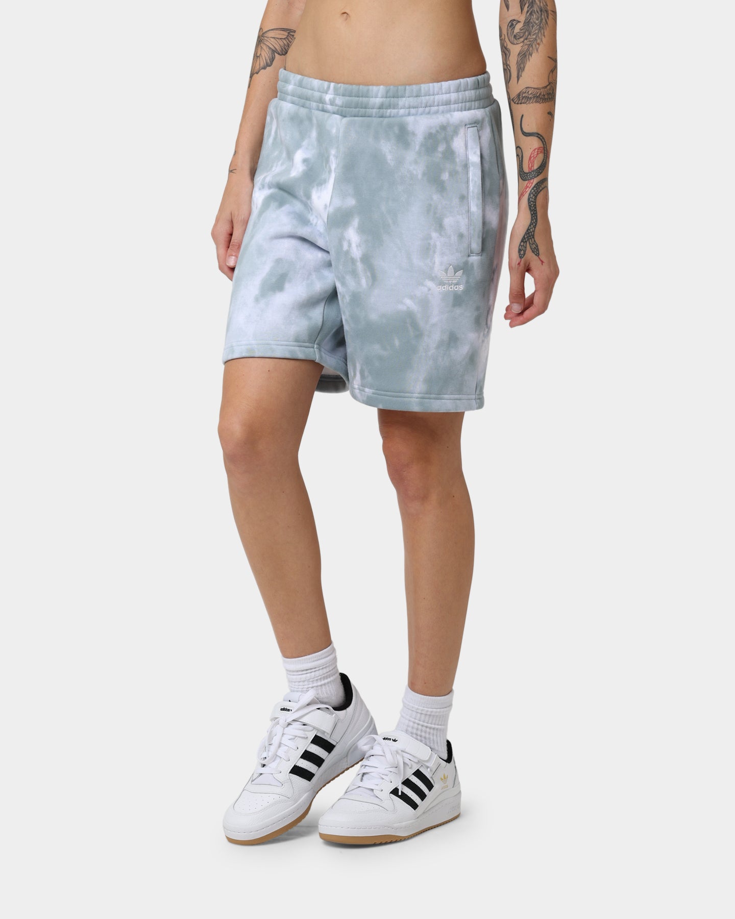 Adidas Adicolor Essentials Trefoil Tie-Dyed Shorts for Men - Magic Grey/Multi Color - Comfortable Casual Athletic Shorts for Gym, Running, and Summer Outfits