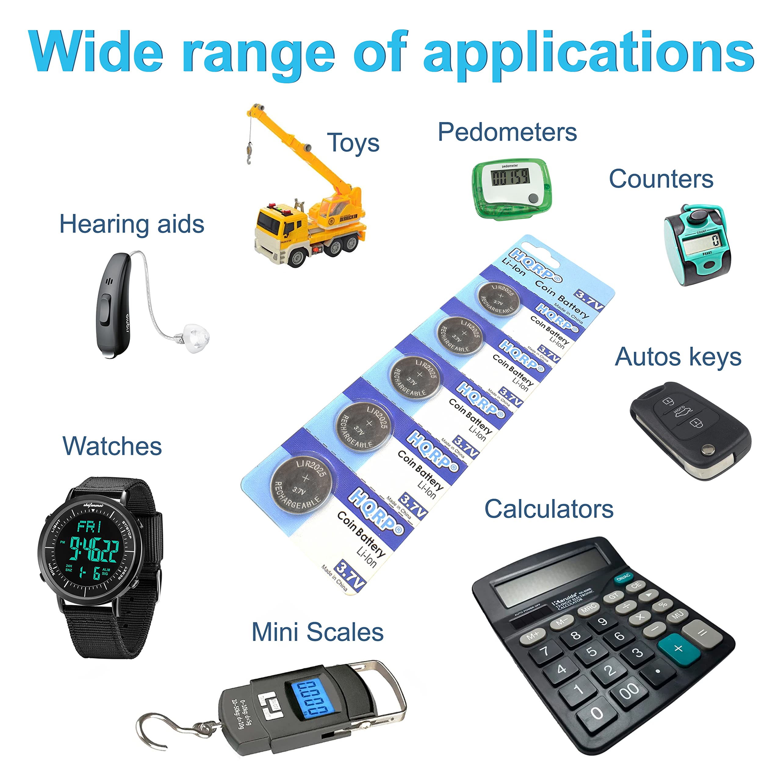 HQRP 2-Pack LIR2025 3.7V Lithium-Ion Rechargeable Coin Battery - Compatible with LIR2025H, LIR-2025, LIR2O25 - Perfect for Key Fobs, Watches, and Small Electronics