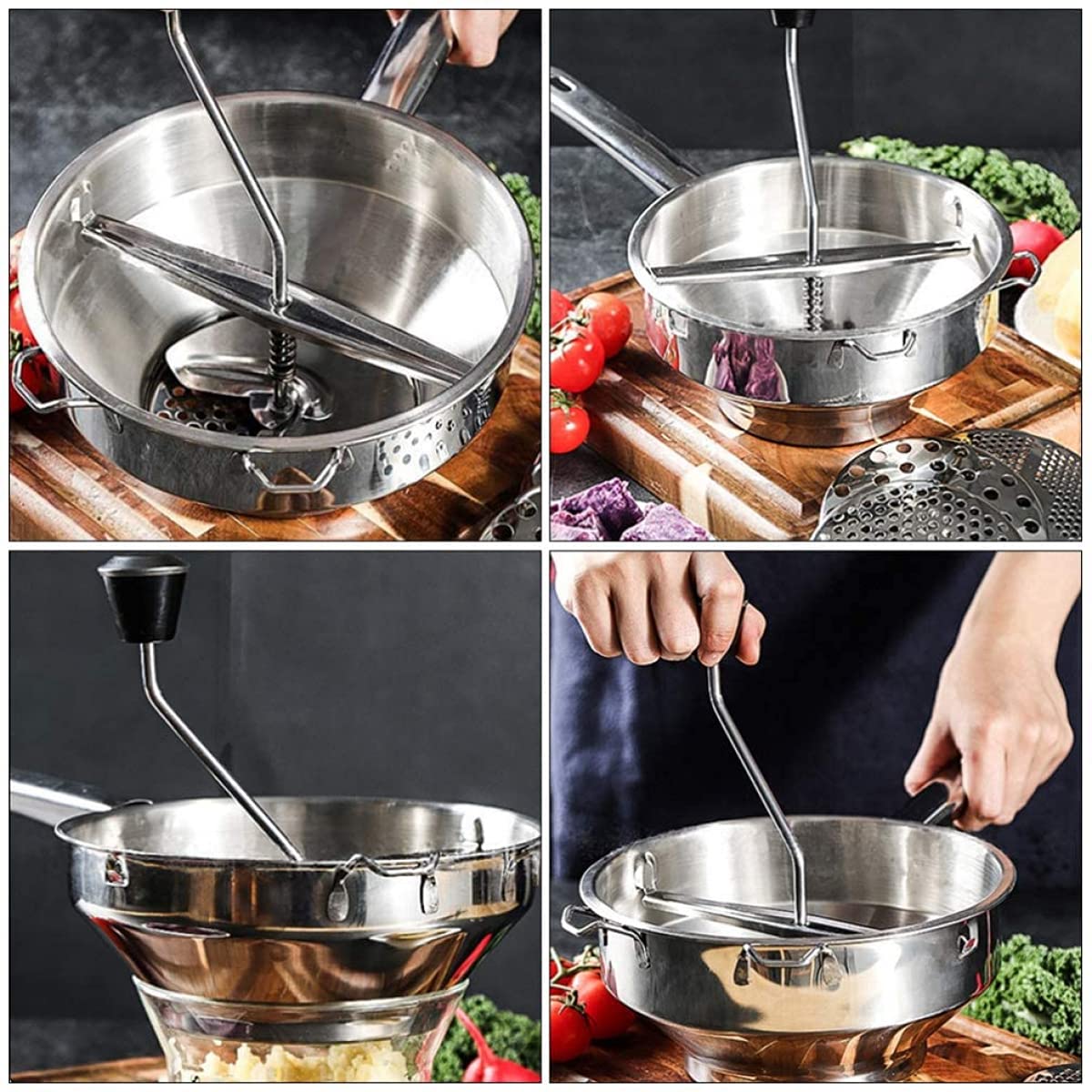 Premium Stainless Steel Strainer & Mill Press for Soup, Jam, Porridge, Sauces - Perfect for Home Cooking, Canning, and Food Preparation
