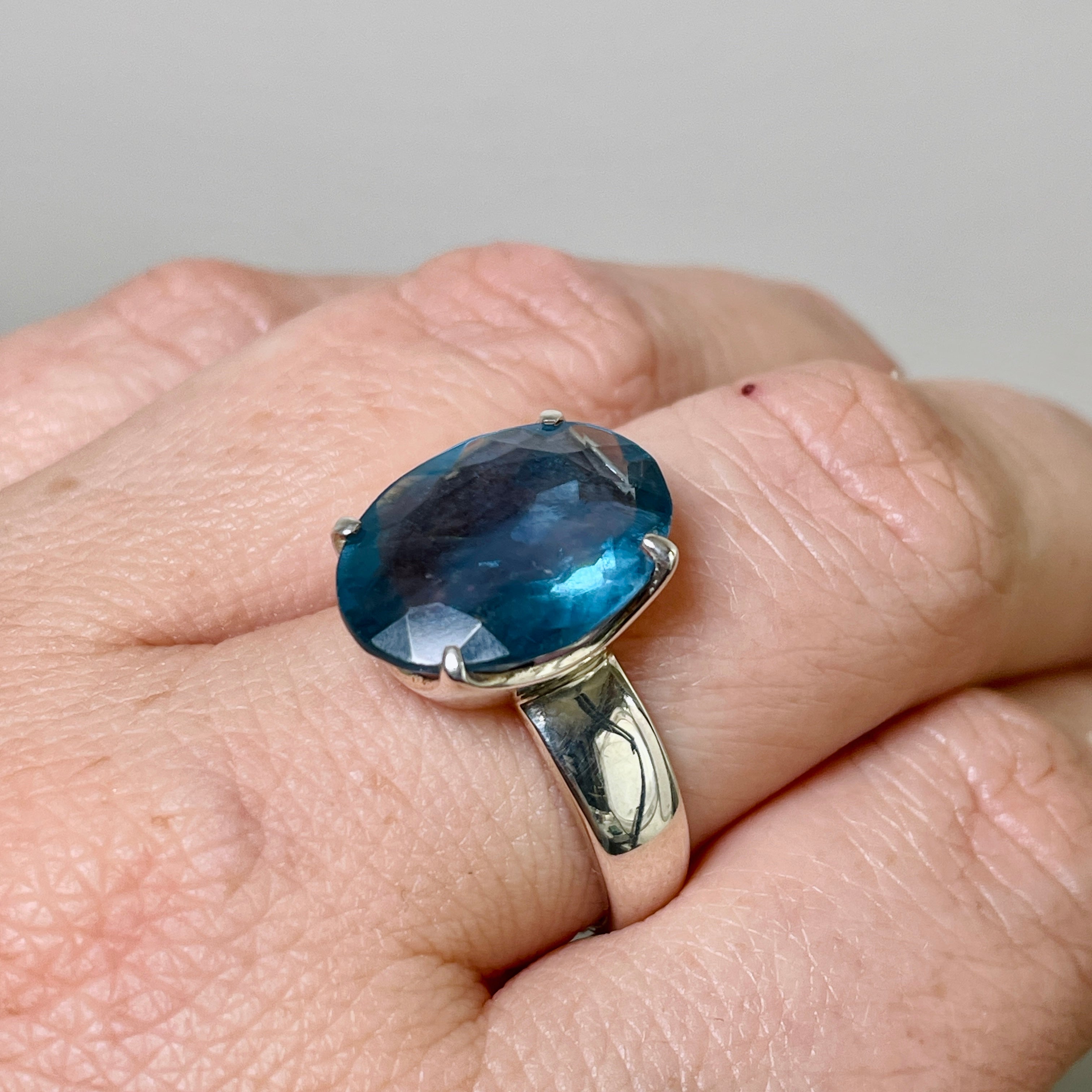 Fluorite Oval Faceted Ring - Size 8.5 - PRGJ302 - Elegant Gemstone Jewelry for Women, Perfect for Weddings, Parties & Everyday Wear