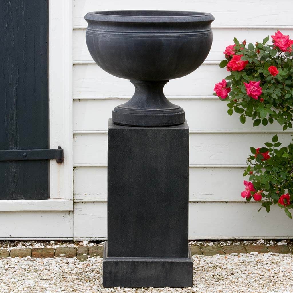 Campania International Williamsburg Plantation Urn with Classic Tall Pedestal - Elegant Outdoor Garden Decor for Patio, Porch & Landscape Design