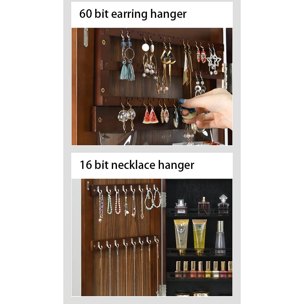 Jewelry Armoire Organizer with Full Mirror & Lockable Cabinet - Wall/Door Mounted Jewelry Box with Shelves | Perfect Gift for Women | Bedroom, Closet & Dressing Room Storage Solution