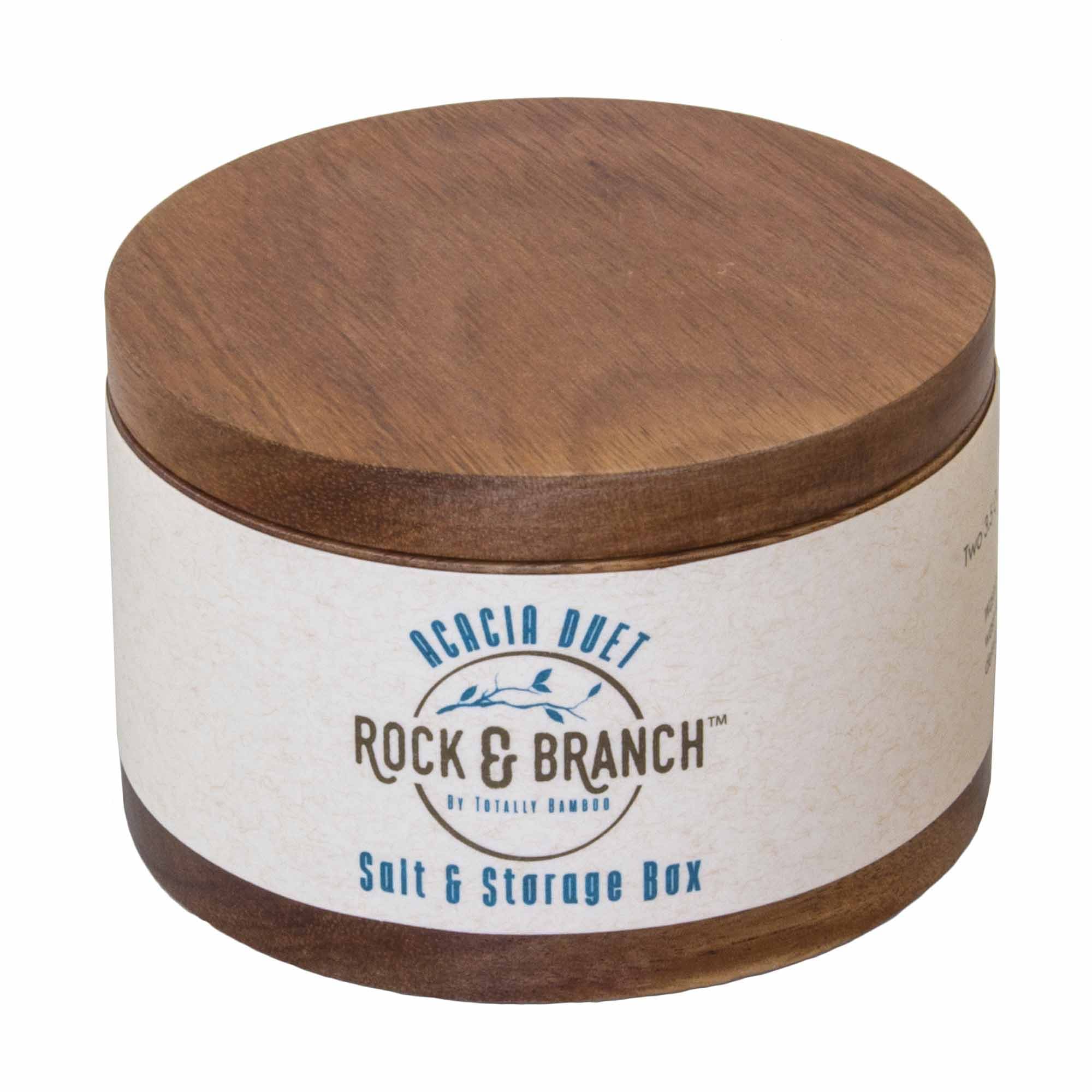 Rock & Branch® Duet Salt Cellar - 7 Oz. Ceramic Salt Box with Lid for Kitchen Countertop - Perfect for Cooking, Baking & Tabletop Seasoning
