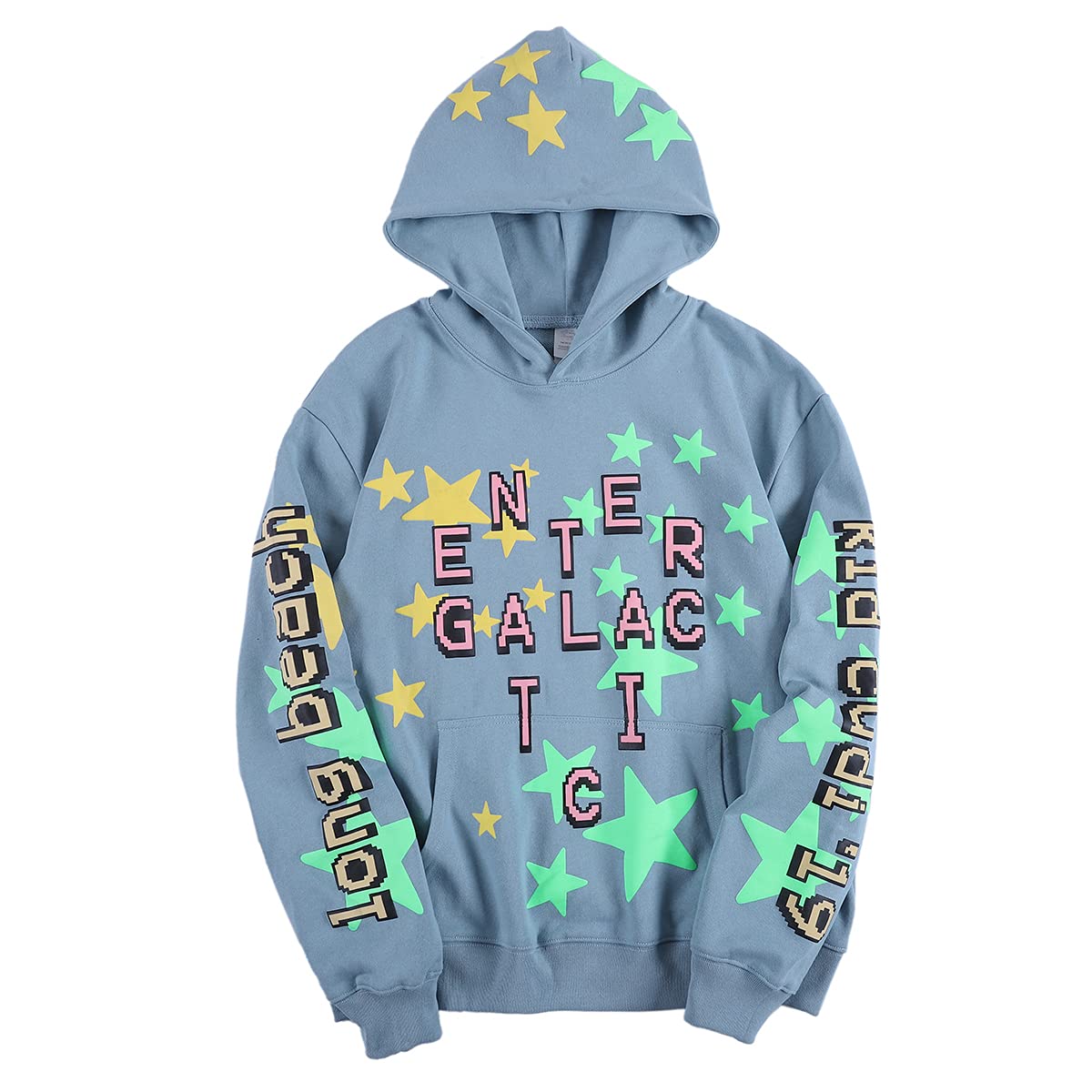 Arnodefrance Men's Galactic Novelty Hoodie - Hip Hop Rapper Star Luminous Pullover Sweatshirt | Perfect for Streetwear, Concerts & Night Outfits