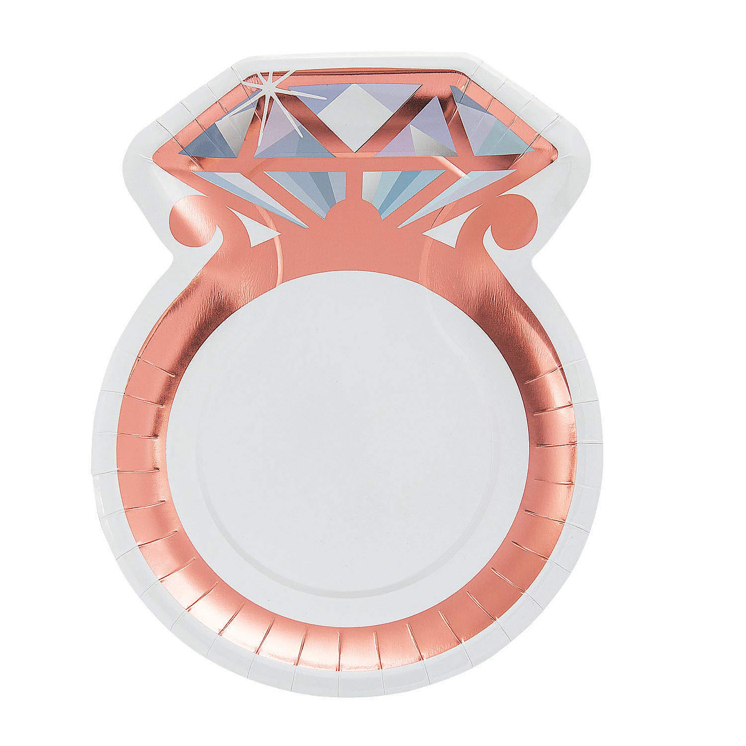 Elegant White & Rose Gold Wedding Ring-Shaped Disposable Paper Plates - 8-Piece Set for Engagement Parties, Birthday Celebrations, Baby Showers & New Year Events - Perfect Decorative Tableware for Special Occasions
