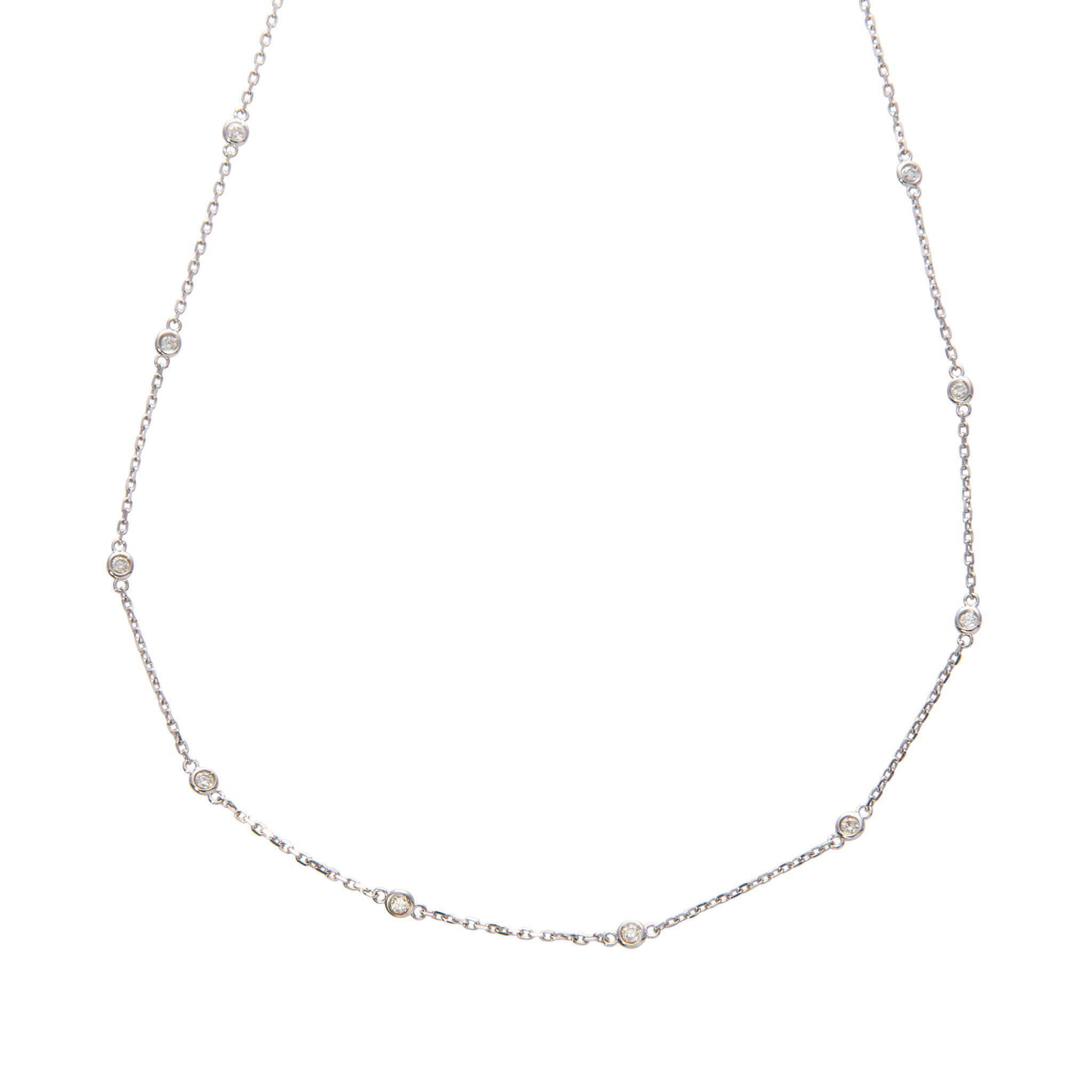 0.50 Carat Diamond by the Yard 14-Station 14K White Gold Necklace for Women - Elegant Everyday Jewelry & Special Occasion Gift