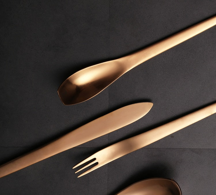 Premium Japanese Stainless Steel Cutlery Set - 16-Piece Knife Fork Spoon Set - Elegant Modern Flatware for Dining, Kitchen & Gift Giving - Dishwasher Safe & Rust Resistant
