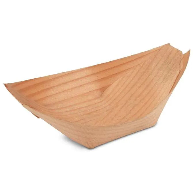 Premium Poplar Wood Serving Boat - 3.75 Inch Small Appetizer Tray for Cheese, Nuts & Charcuterie - Perfect for Parties, Weddings & Entertaining