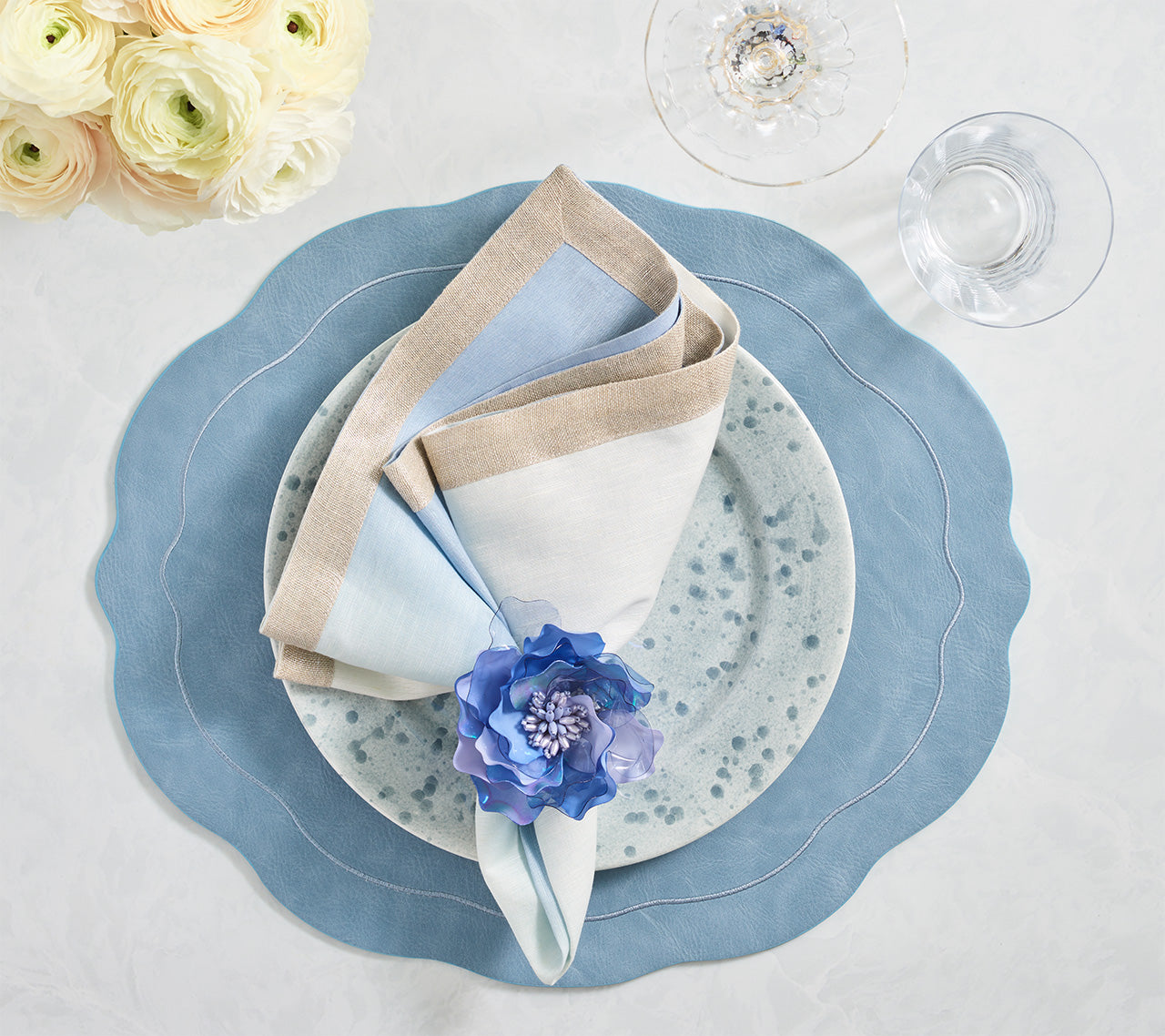 Cool Tone Dip Dye Napkins - Set of 4 Cotton Dinner Napkins for Modern Table Setting, Party Decor & Wedding Reception
