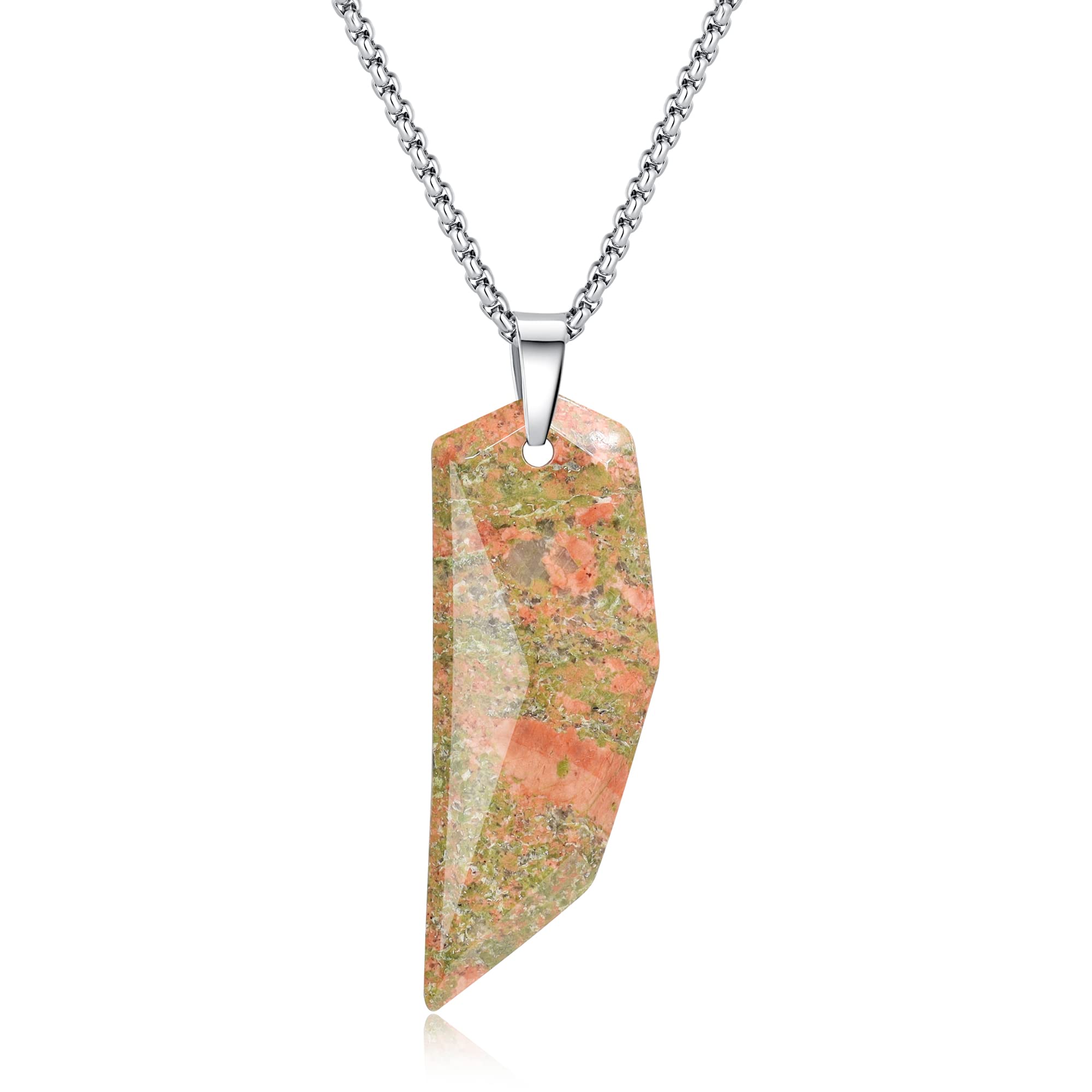 COAI Stainless Steel Wolf Tooth Pendant Necklace for Men & Women - Gothic Tribal Jewelry with Stone Accent - Perfect for Outdoor Adventures, Music Festivals and Biker Style
