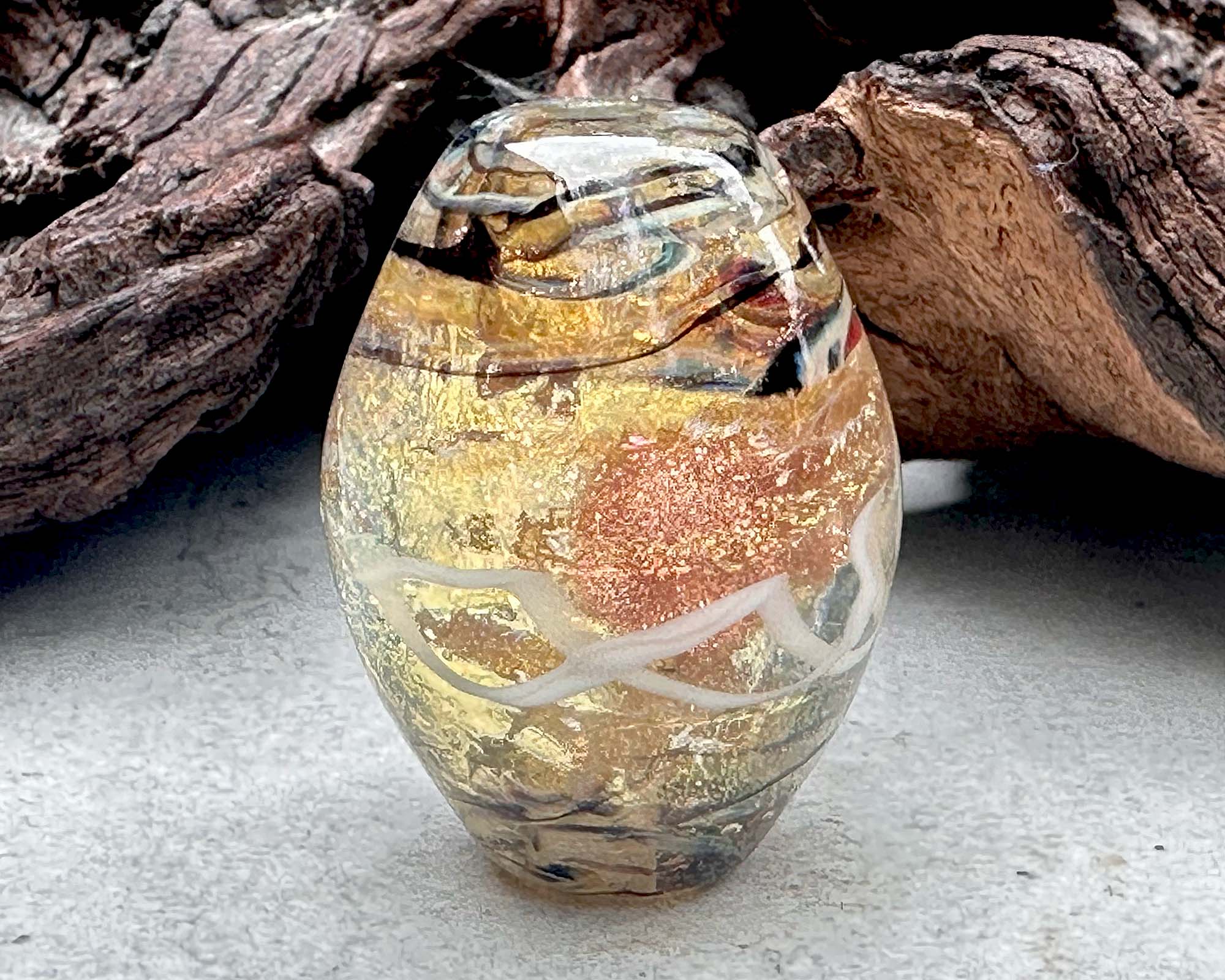 Handmade Gilded Gold Lampwork Focal Bead SRA - Perfect for Jewelry Making, DIY Crafts, and Beading Projects