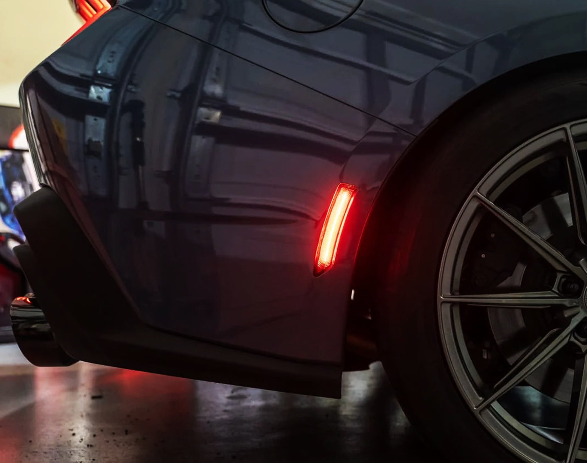 4pc Set Clear Lens Amber/Red Full Strip LED Side Markers for 2024+ Ford Mustang - Enhanced Visibility & Style for Night Driving & Car Shows