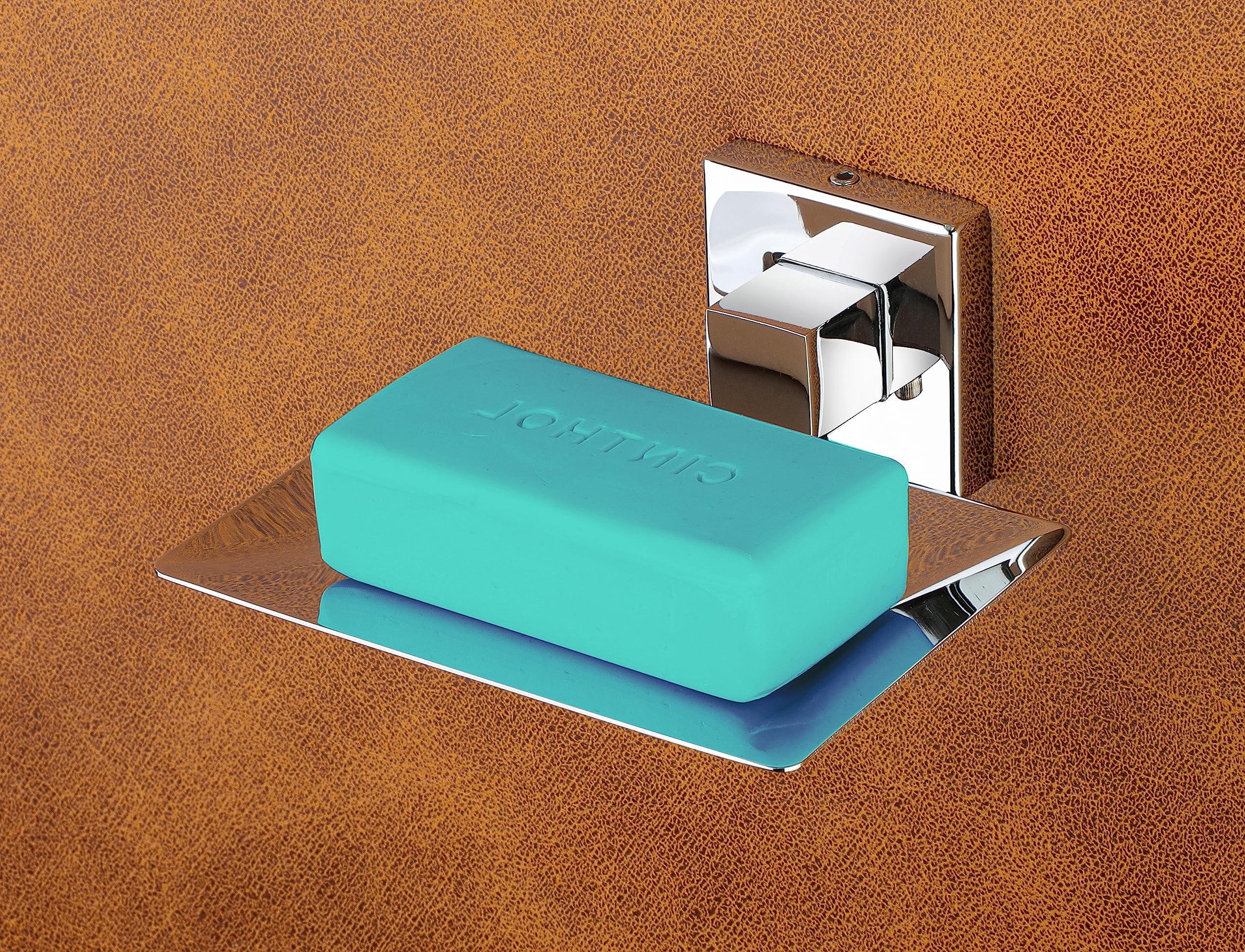 Premium Stainless Steel Chrome Finish Square Soap Holder - Bathroom & Kitchen Soap Dish with Drain Holes - Rustproof Soap Stand for Shower, Sink, Countertop - Modern Bath Accessories (1-Pack)