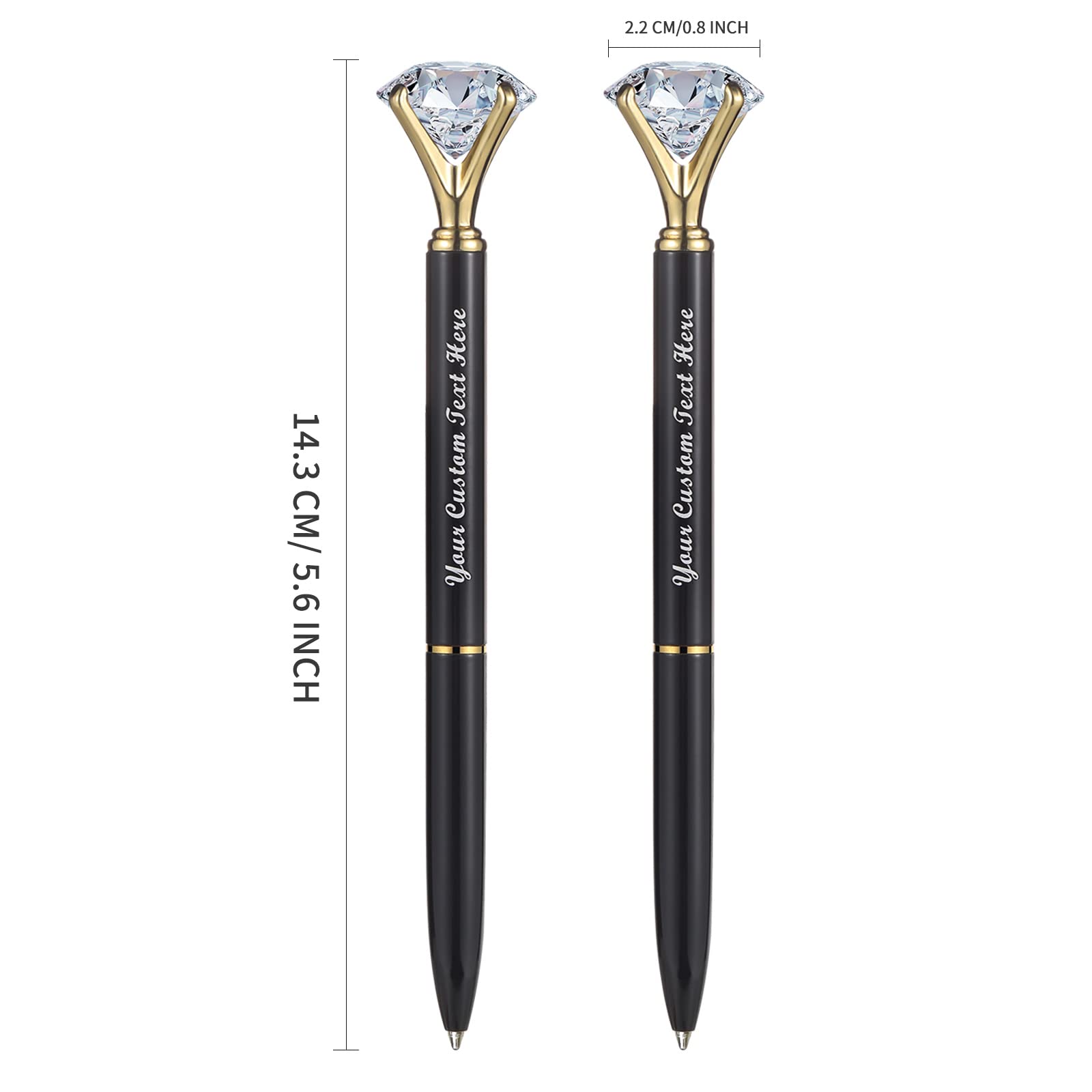 20 Pcs Big Diamond Bling Wedding Crystal Metal Ballpoint Pens with Black Ink - Elegant Writing for Weddings, Parties & Special Occasions