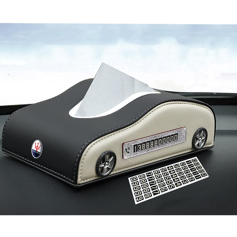 Premium Car Tissue Organizer Box for Maserati Levante Ghibli Quattroporte GT MC20 - Backseat Tissue Holder & Mask Dispenser - Sun Visor Napkin Storage Solution for Luxury Car Interiors | Perfect for Road Trips, Daily Commutes & Family Travel