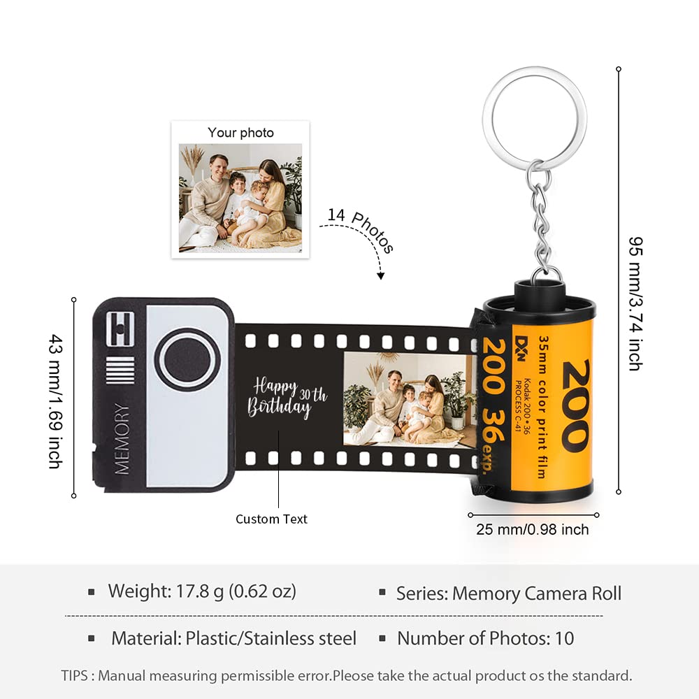 Custom Photo Keychain - Personalized Camera Film Roll Keychain with Picture Insert | Unique Memory Gift for Friends, Family & Couples | Perfect for Birthdays, Anniversaries & Special Occasions