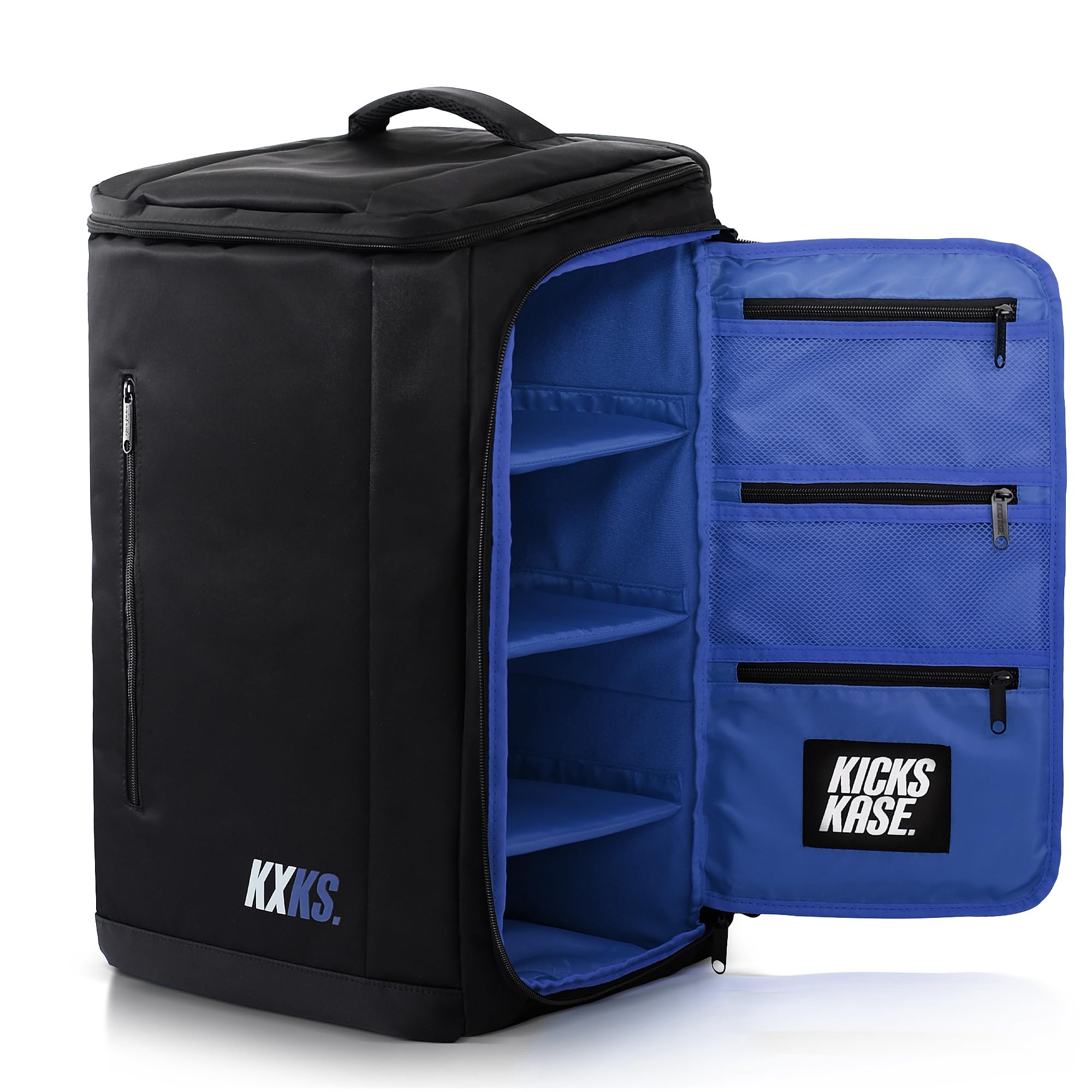 Premium Sneaker & Travel Backpack - Waterproof Gym Sports Bag for Shoes, Durable Luggage Carry-On with Separate Shoe Compartment (Black/Blue) - Perfect for Gym, Travel & Outdoor Adventures