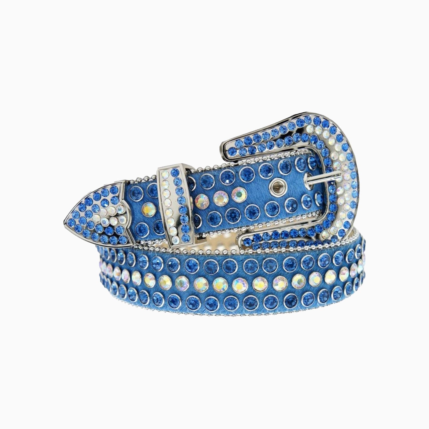 Premium DNA Belt - Genuine Blue Horse Hair with Blue & Multi-Colored Stones - Perfect for Western Fashion, Rodeo Events & Cowboy Style Outfits