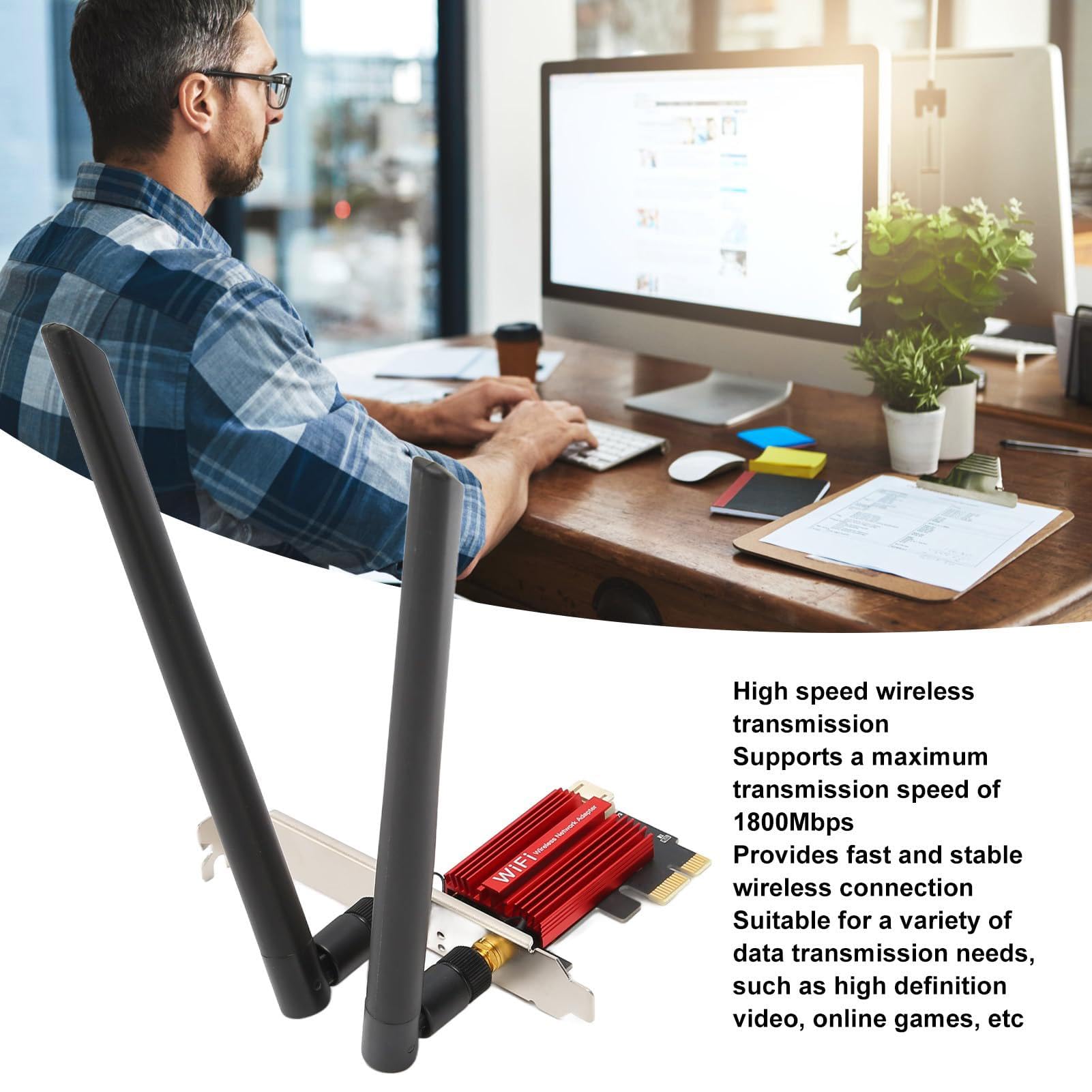 High-Speed WiFi Card - Internal Wireless Network Adapter for PC, Stable & Fast Internet Connection - Perfect for HD Video Streaming & Online Gaming