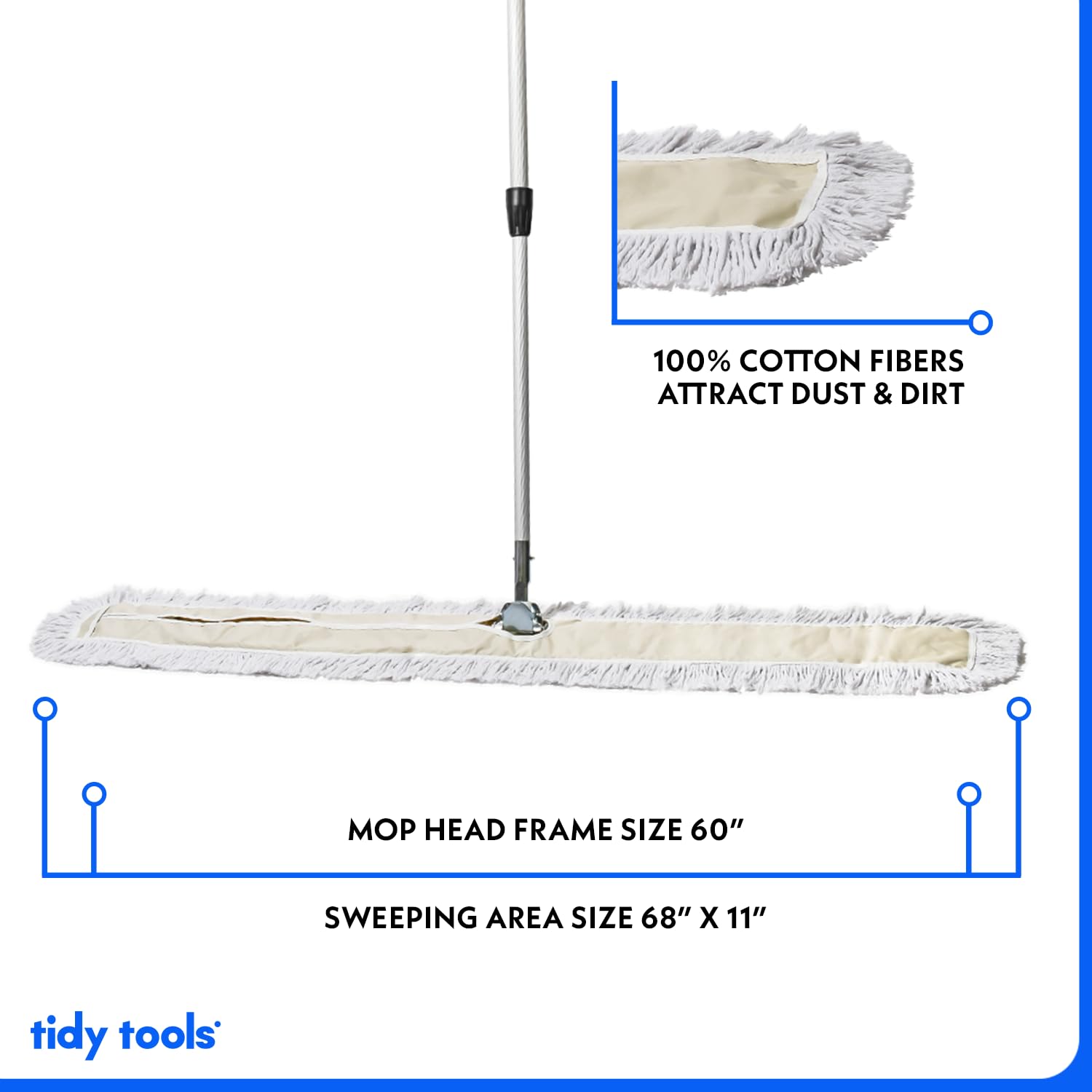 60 Inch Dust Mop with Extendable Metal Handle - 2 Mop Sets & 2 Refills Bundle for Hardwood Floors, Tile & Laminate - Long Reach Cleaning for Home, Office & Commercial Spaces