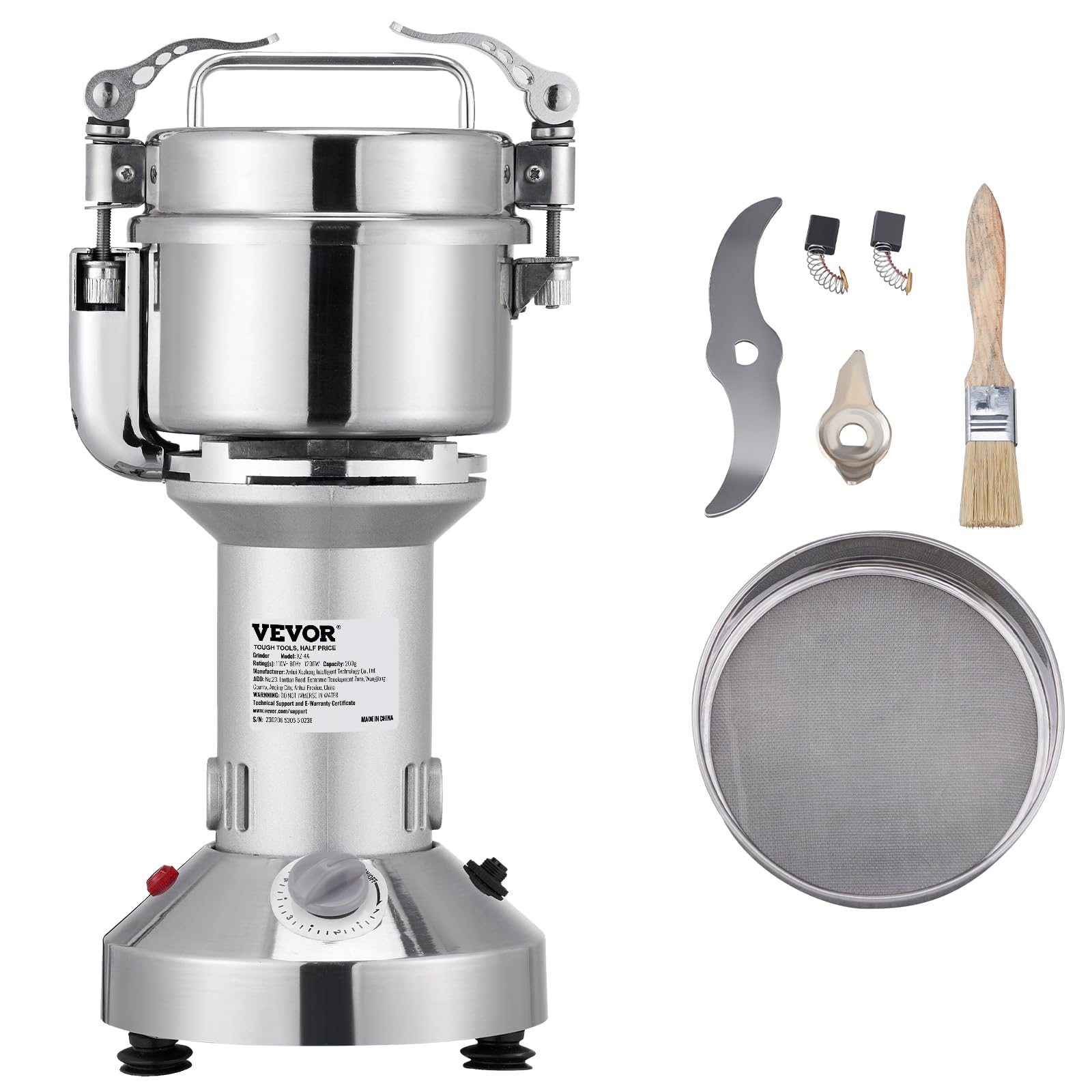 VEVOR 150g Commercial Electric Grain Grinder - 1050W High-Speed Stainless Steel Mill for Coffee, Corn, Pepper & Dry Cereals | Perfect for Home Kitchens, Bakeries & Coffee Shops