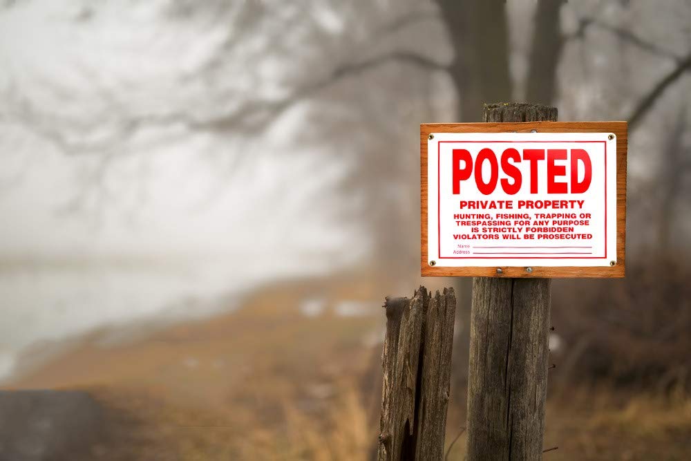 No Trespassing Signs Private Property - 10x14 Inch Rust-Free Aluminum, UV Ink Printing - Indoor/Outdoor Use (4 Pack) - Perfect for Farms, Ranches & Hunting Lands