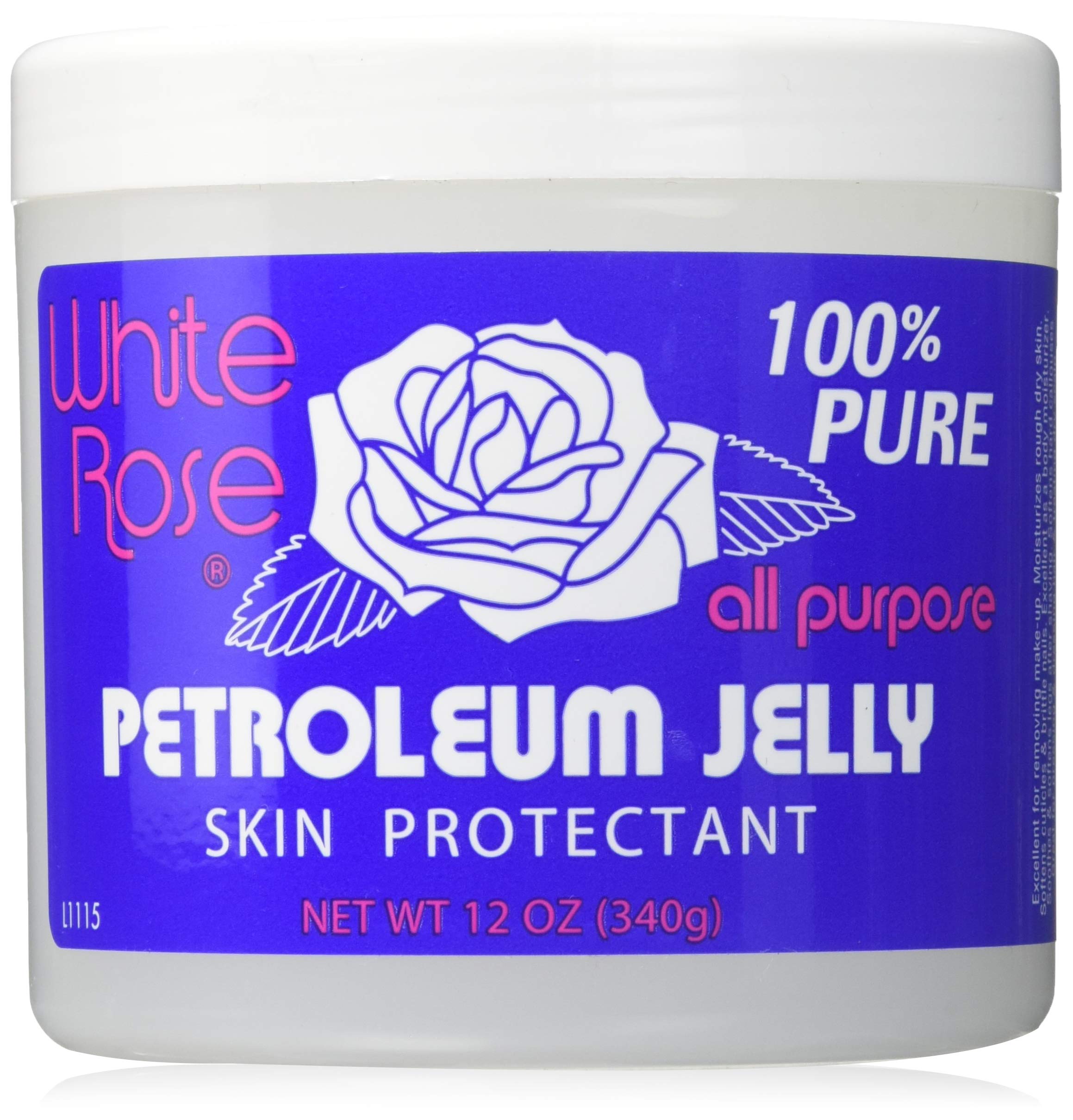 White Rose Petroleum Jelly 12oz - Ultra Moisturizing Skin Care for Dry Hands, Lips & Face - Multipurpose Healing Ointment for Baby Care, First Aid & Beauty Uses