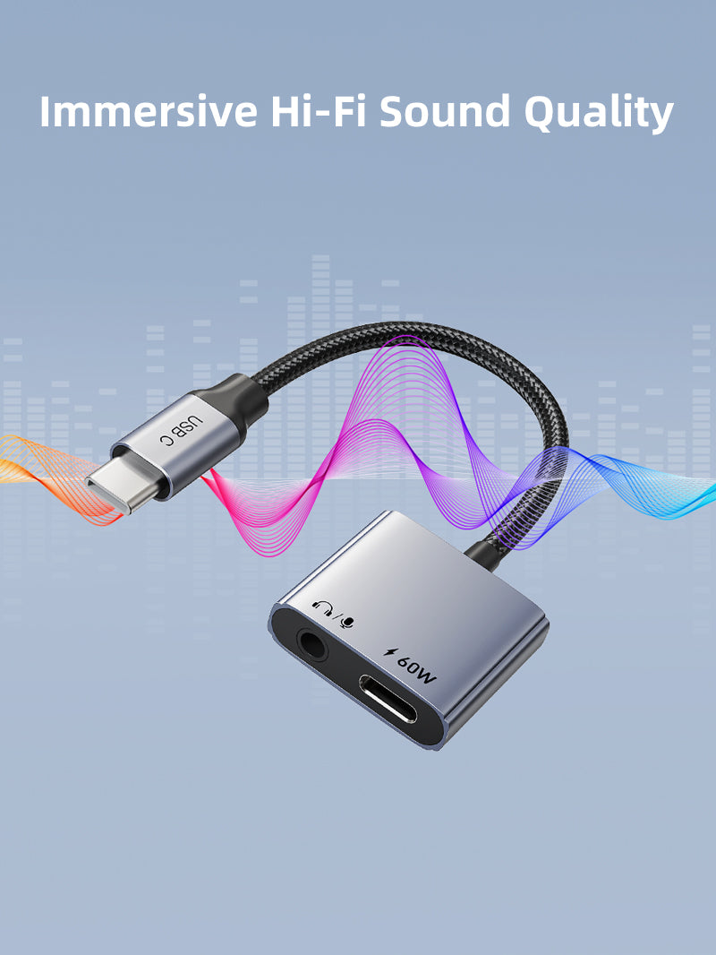 USB C to 3.5mm Headphone Jack Adapter with Fast Charging - Compatible with iPhone 15, Samsung Galaxy, iPad Pro - Perfect for Music, Gaming & Hands-Free Calling