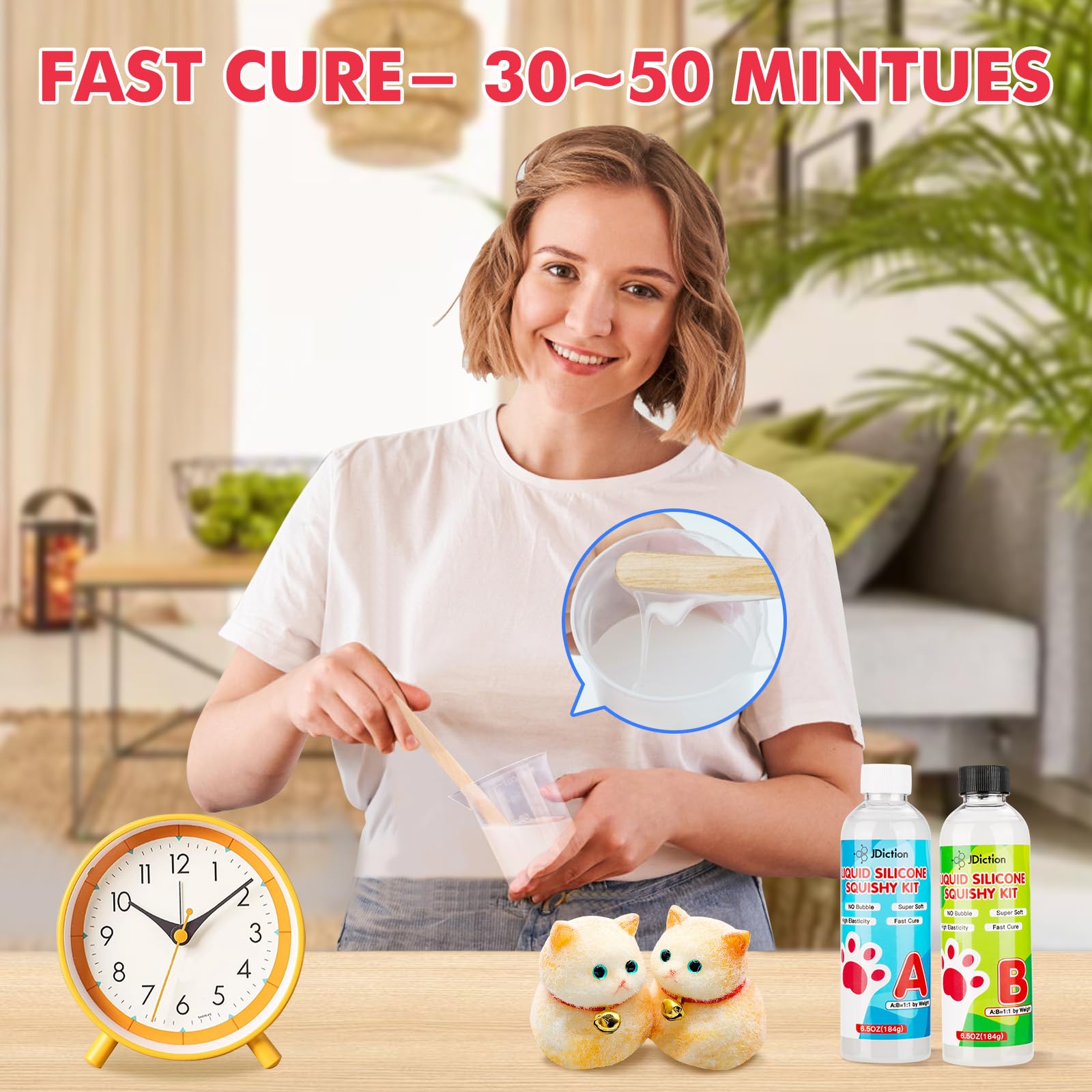 Fast Cure Liquid Silicone Squishy Maker Kit - DIY Cat Paw Casting Mold for Stress Relief Toys | Fun Gifts for Adults & Kids | Perfect for Home Crafts, Party Favors, and Sensory Play