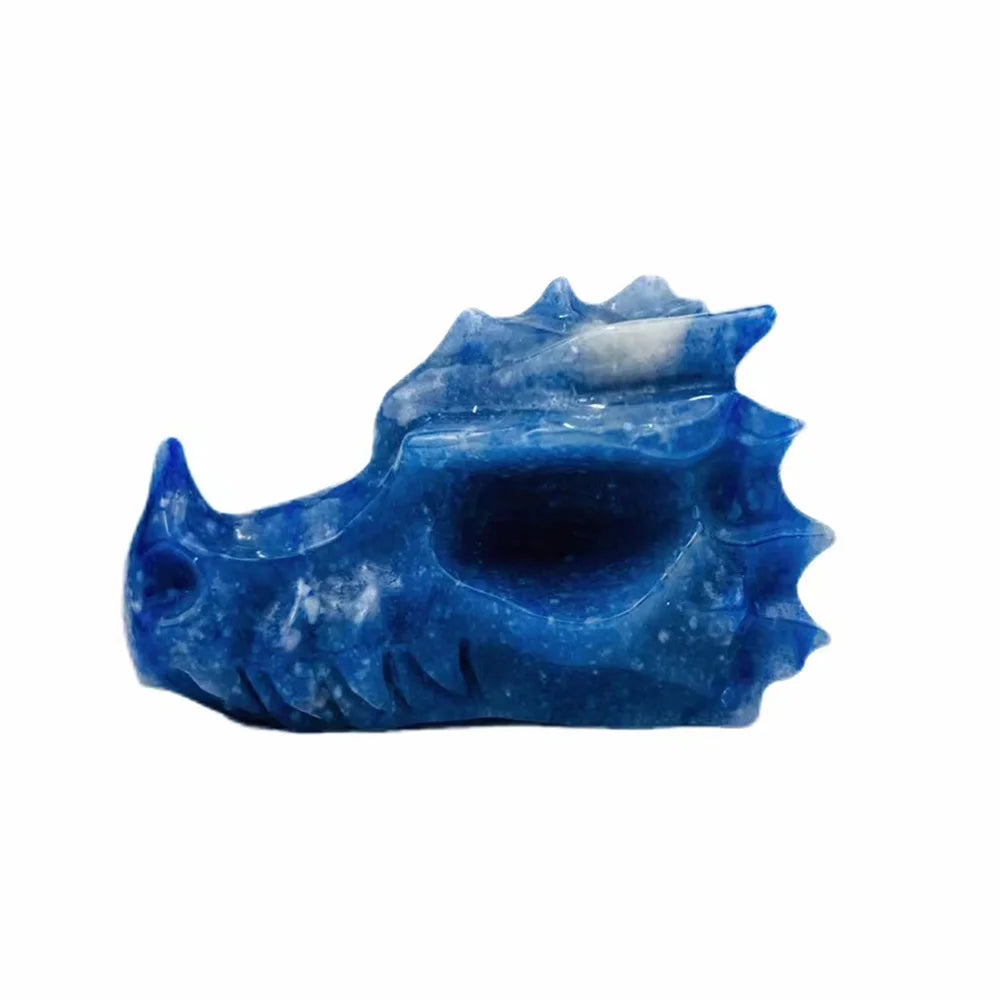 Handcrafted Blue Aventurine Dragon Skull Sculpture - Natural Crystal Reiki Healing Statue for Men, Unique Collectible Home Decor Gift for Meditation & Spiritual Healing | Feng Shui Office Display & Fantasy Collection Centerpiece