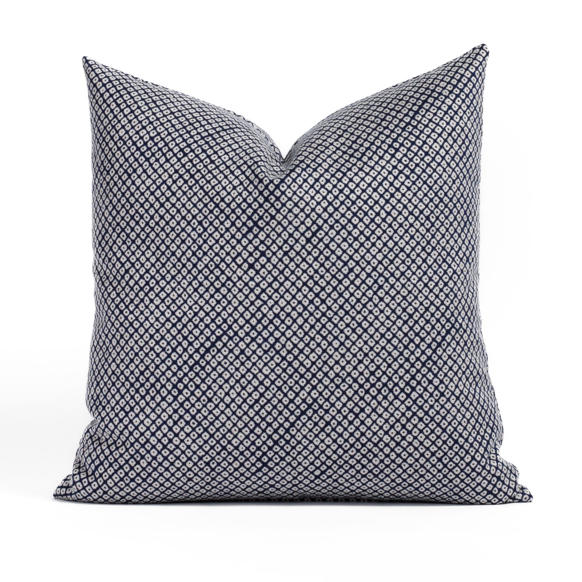 Shibori 20x20 Outdoor Pillow Cover - Hand-Dyed Indigo Blue Boho Decorative Throw Pillow for Patio, Porch, Garden & Poolside Lounging