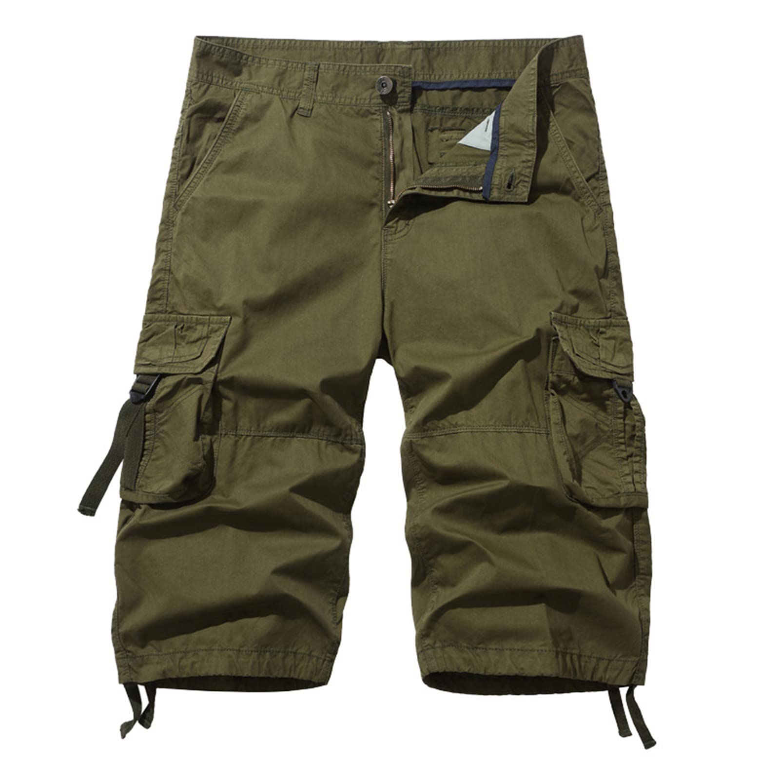 RTRDE Men's Summer Shorts - Casual Overalls with Multi-Pockets | Straight Fit Capri Work Pants for Outdoor, Hiking & Daily Wear