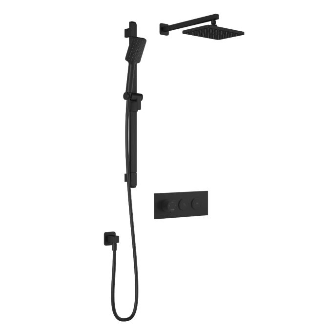 KALIA KAREO TB2 Thermostatic Shower System - 2 Way Push Button Wall Mounted Shower Mixer for Modern Bathroom, Perfect for Spa-Like Experience at Home