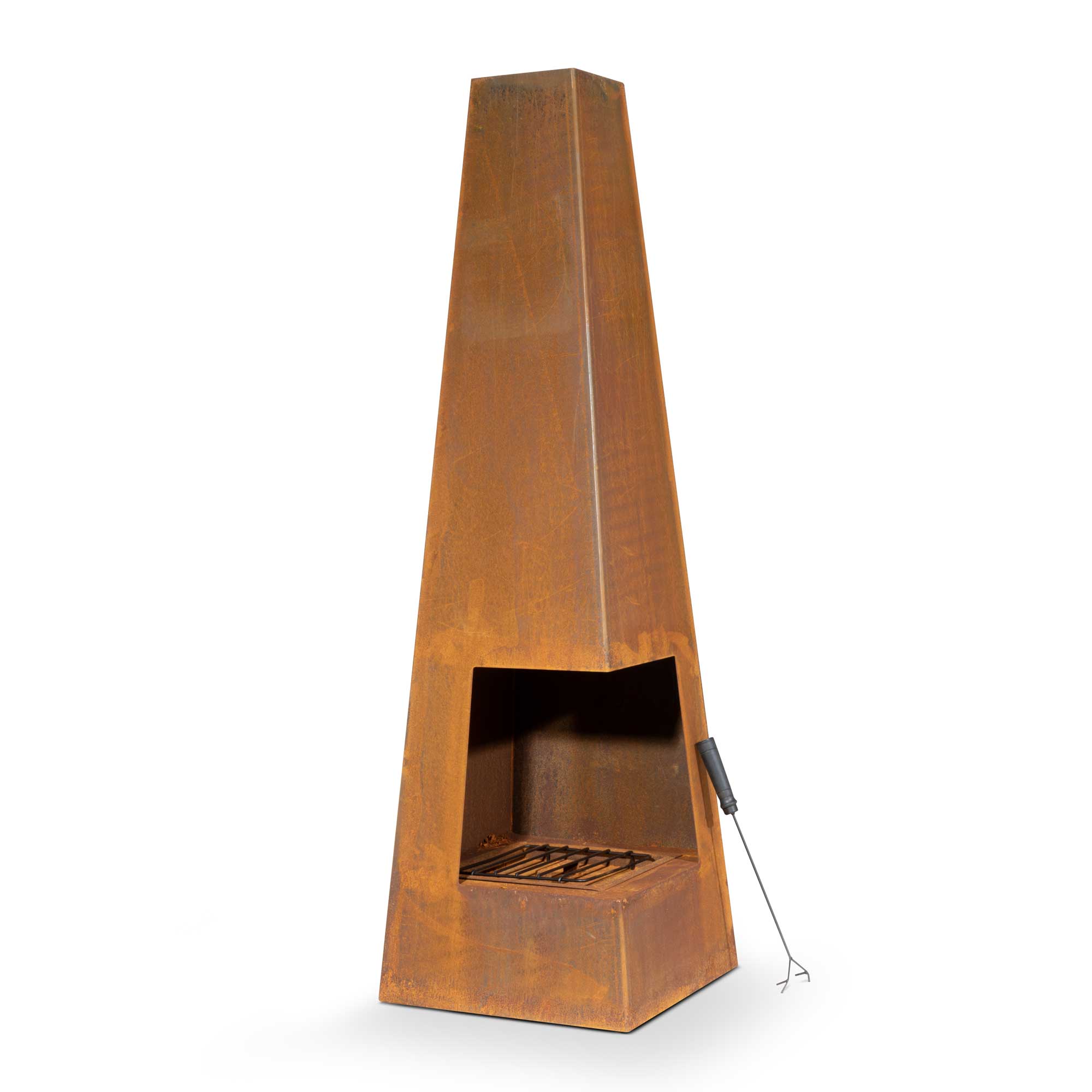 Outdoor Pyramid Chiminea Wood Burner - Corten Steel Patio Heater for Garden, Backyard & Camping | Perfect for Cozy Nights & Outdoor Gatherings