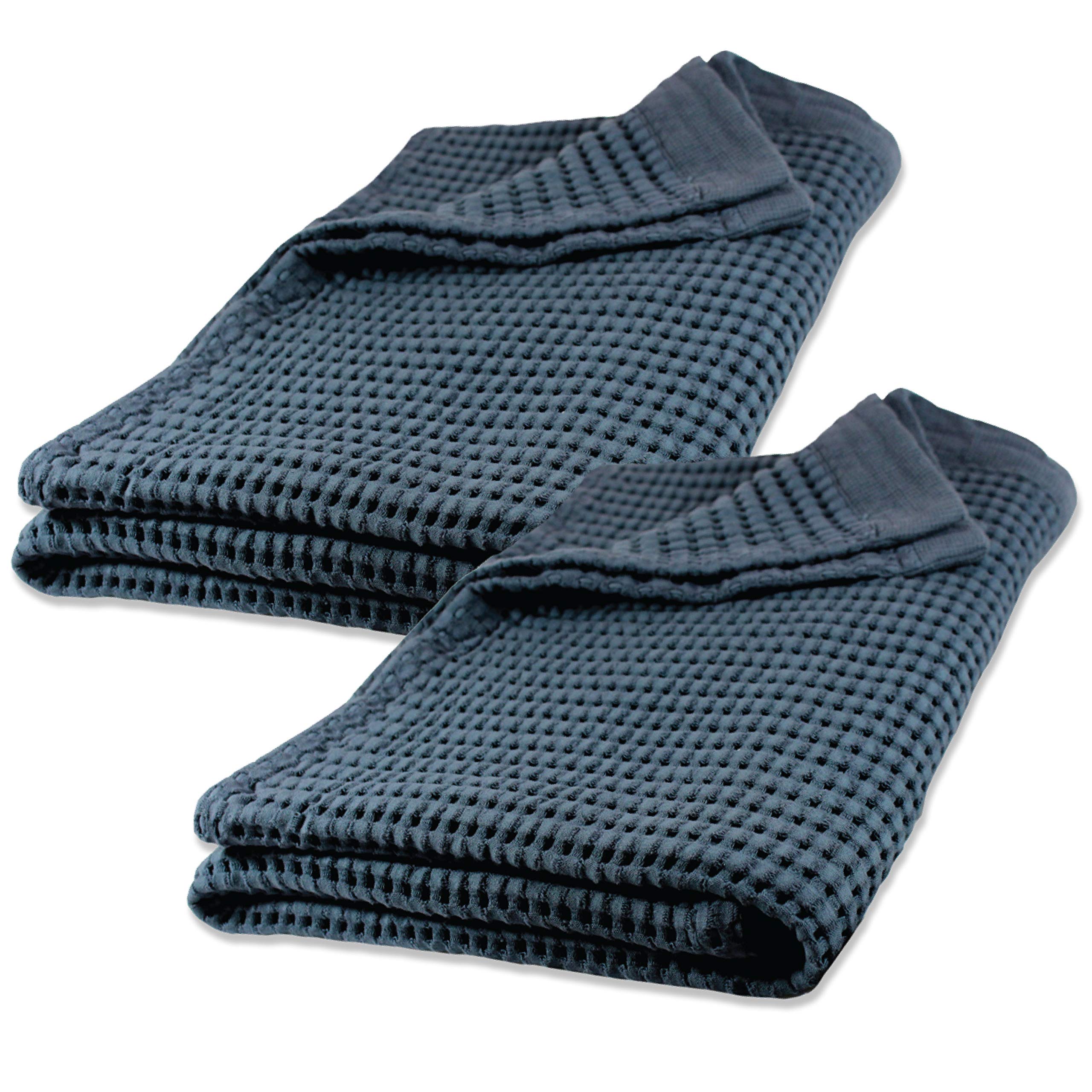 GILDEN TREE Quick Dry Waffle Bath Sheets - 2 Pack Luxury Large Bath Towels 40x80 Inches, Ultra Absorbent & Thin Modern Style (Midnight Blue) - Perfect for Spa, Beach, Gym & Guest Bathrooms